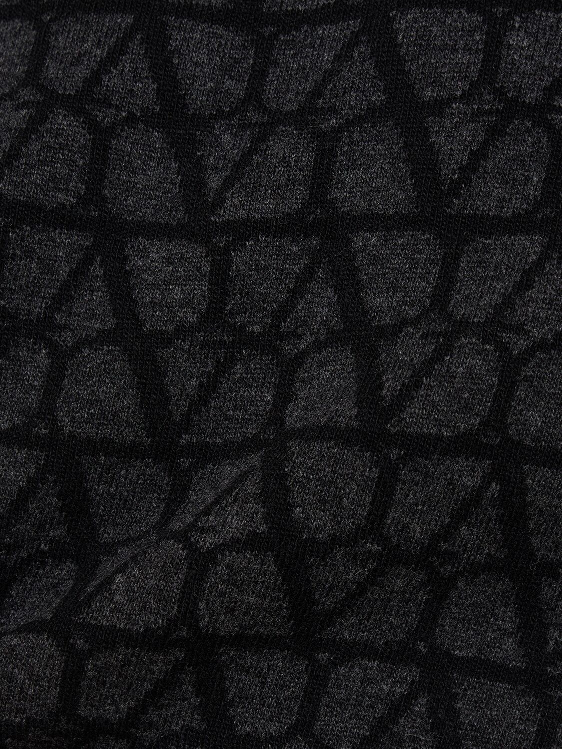 Shop Valentino Toile Iconographe Wool Crewneck Sweater In Grey,black
