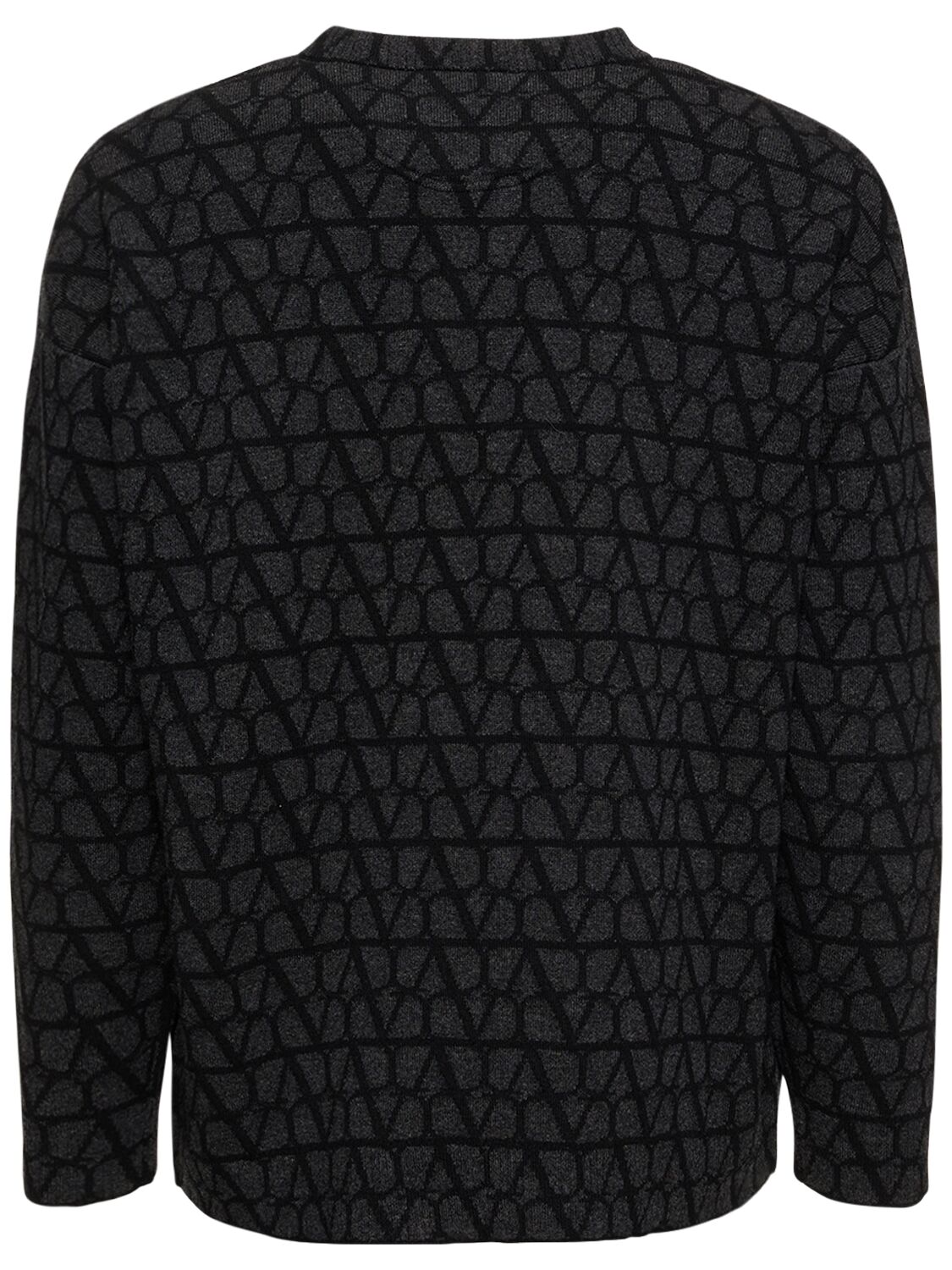 Shop Valentino Toile Iconographe Wool Crewneck Sweater In Grey,black