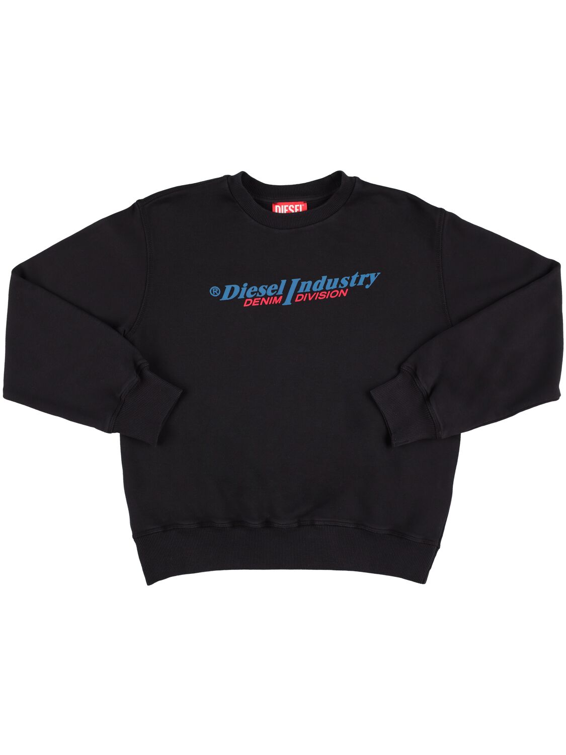 Diesel Kids' Embroidered Logo Cotton Sweatshirt In Black