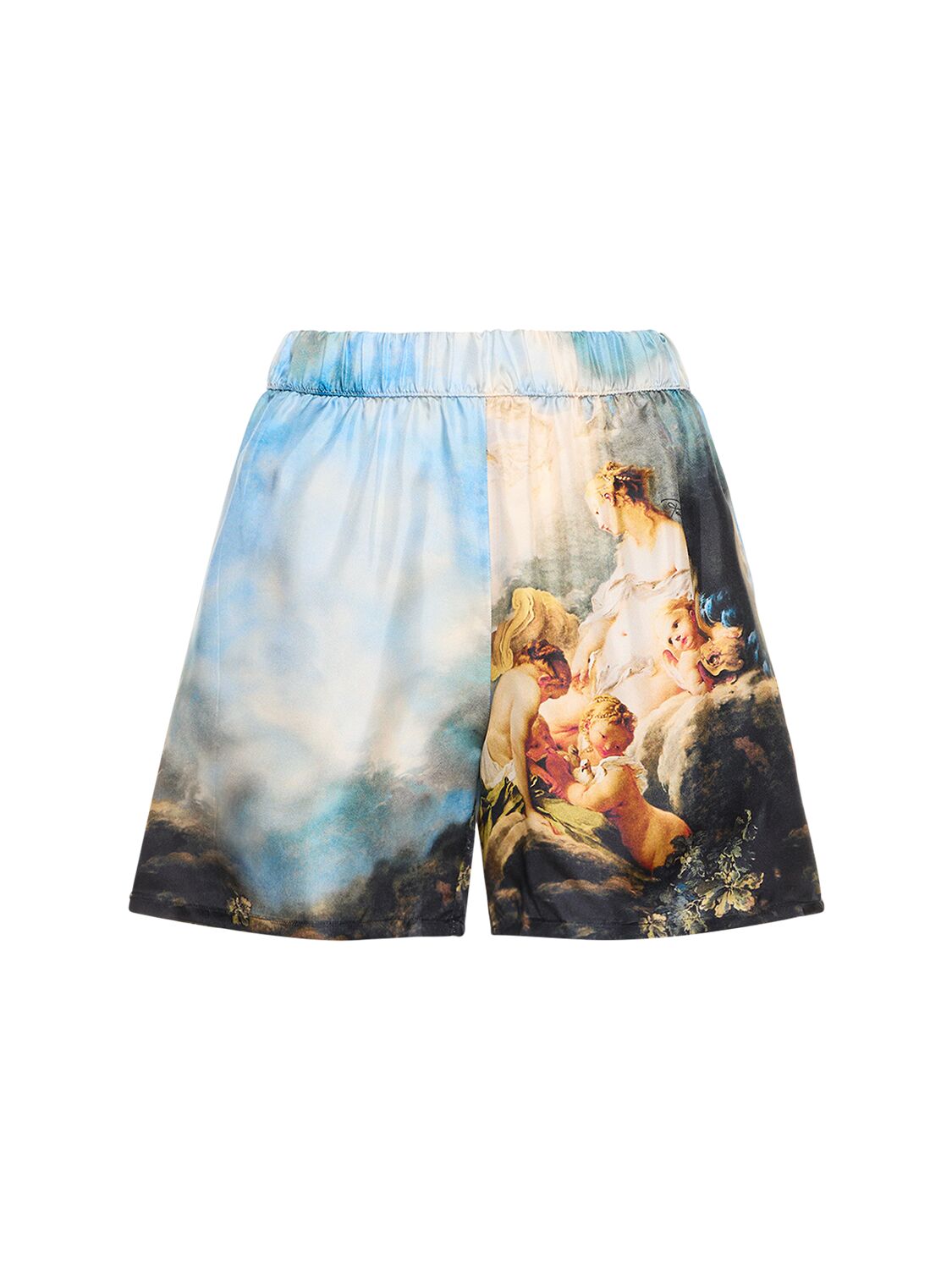 dressing gownRTO CAVALLI PRINTED SILK SATIN HIGH RISE SHORTS