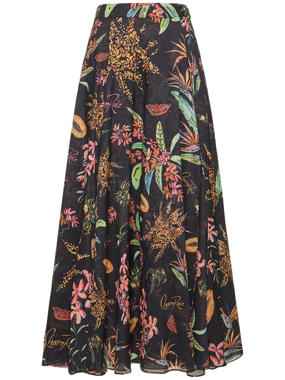 Tana Printed Cotton Midi Skirt – WOMEN > CLOTHING > SKIRTS