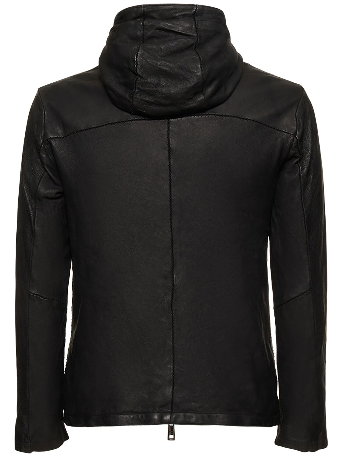 Shop Giorgio Brato Brushed Leather Hooded Jacket In Black
