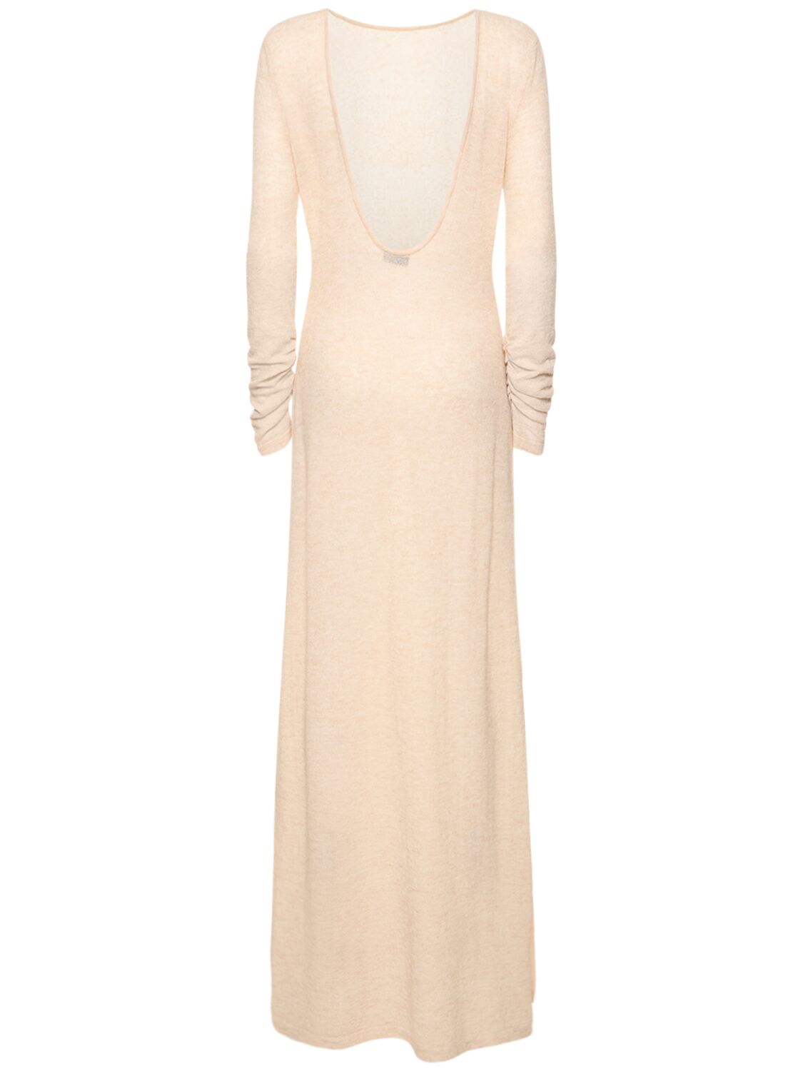 Shop Magda Butrym Alpaca Blend Knit Long Dress In Light Beige