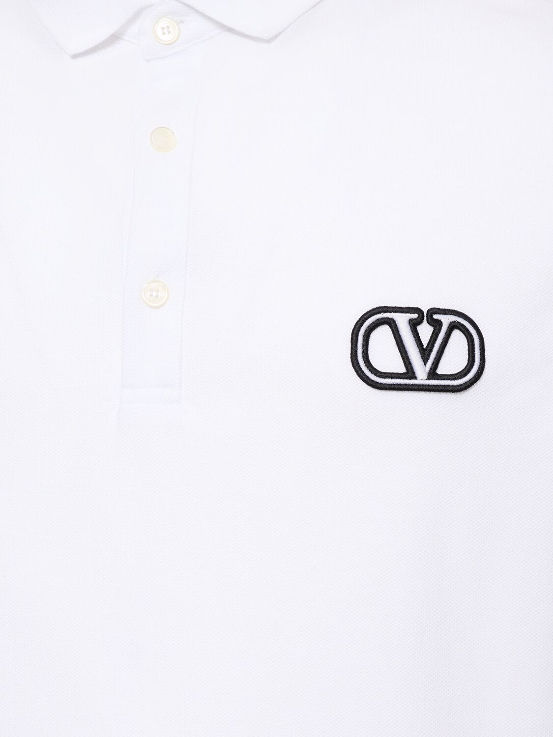 Shop Valentino Logo Cotton Polo In White