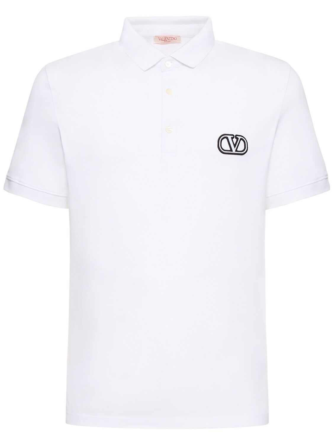 Valentino Logo Cotton Polo In White