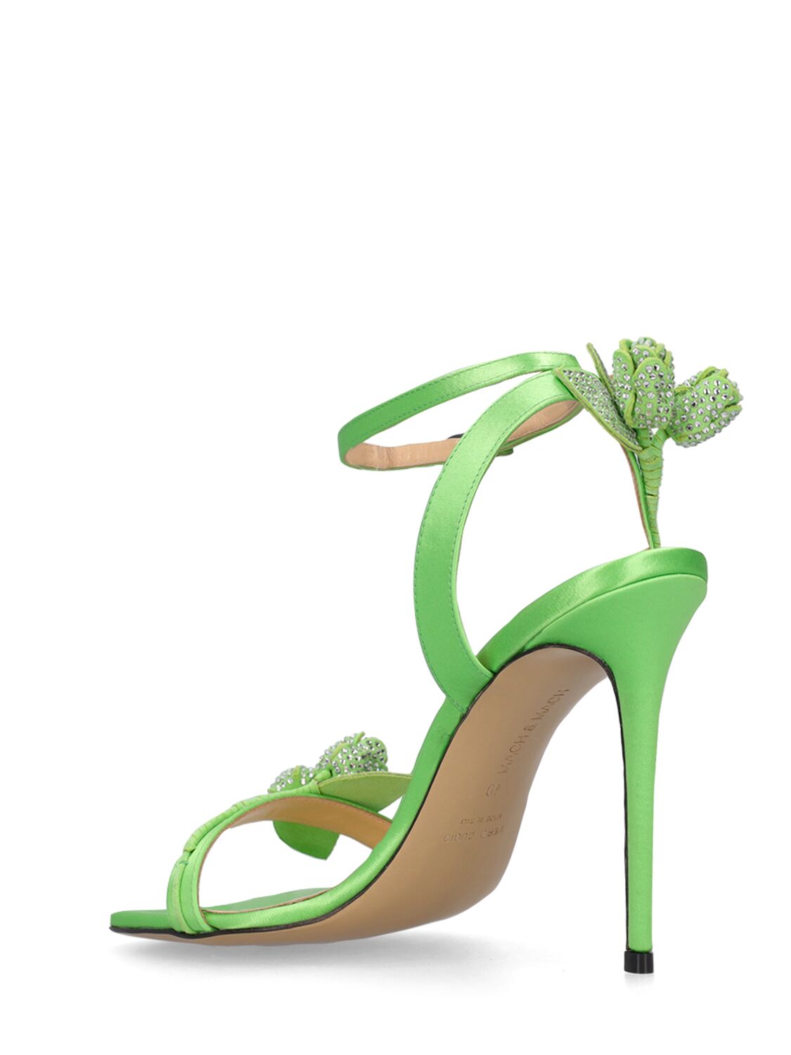 Shop Mach & Mach 110mm Wonder Tulip Satin Sandals In Green