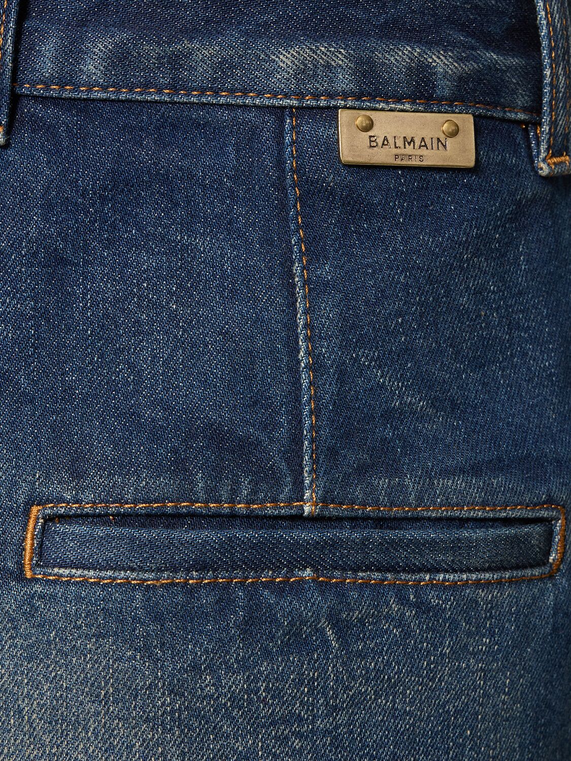 Shop Balmain High Rise Flared Denim Jeans