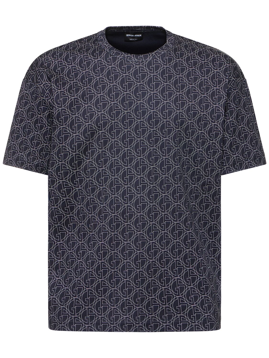 Giorgio Armani Logo Printed Jersey T-shirt In Navy