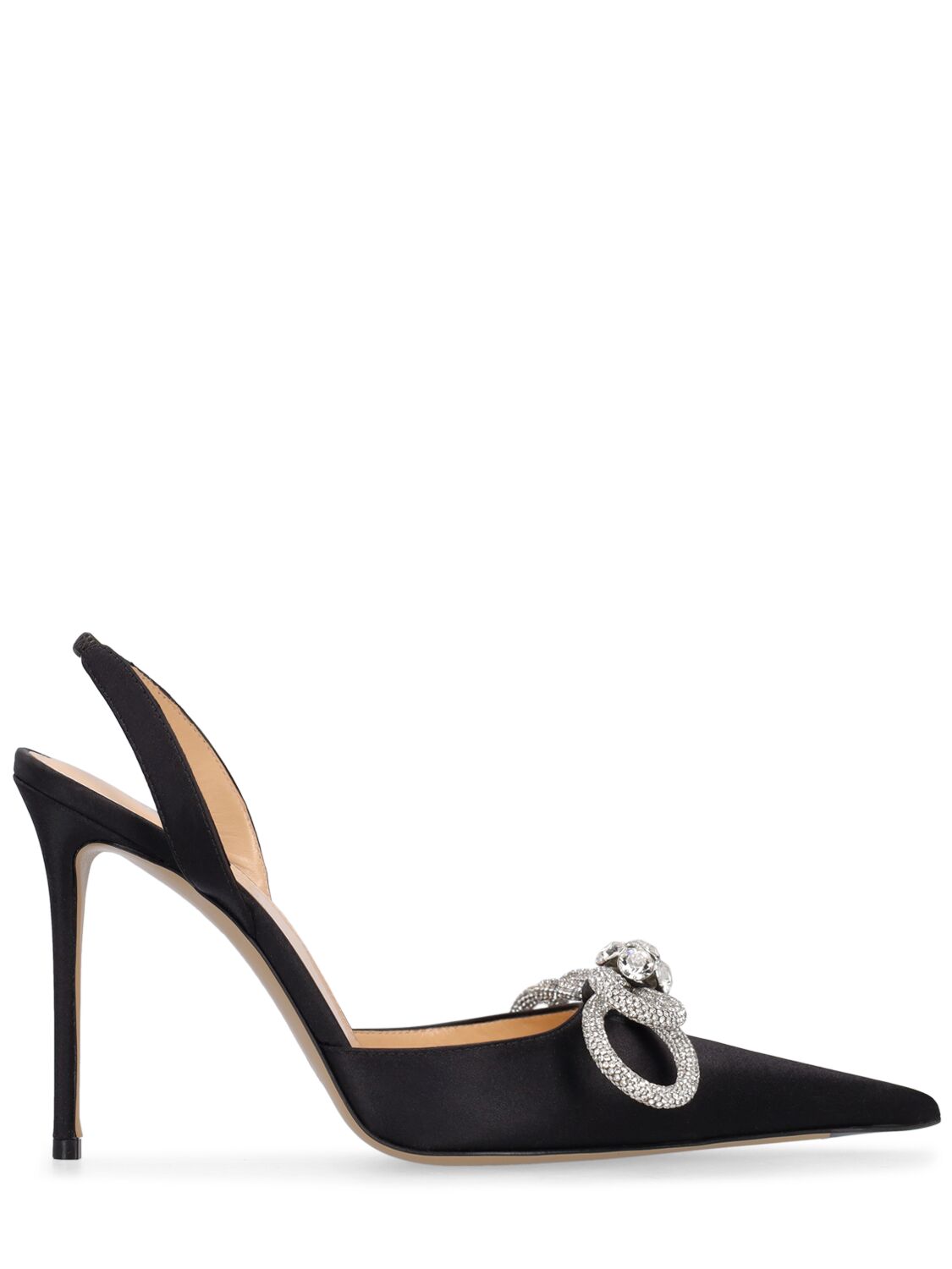 Image of 110mm Double Bow Satin Slingback Pumps