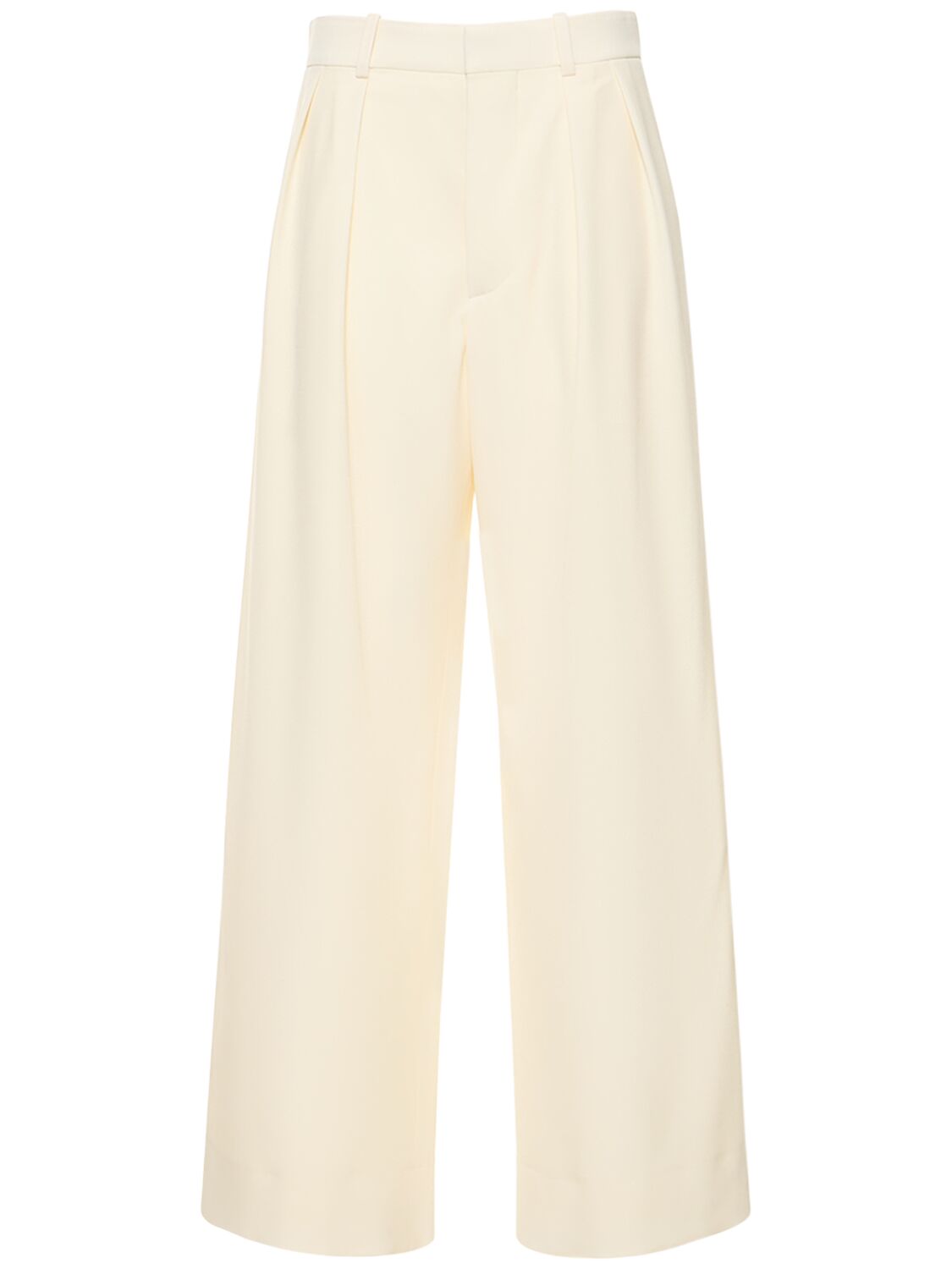 Wardrobe.nyc Pleated Wool Low Rise Pants In Wollweiss