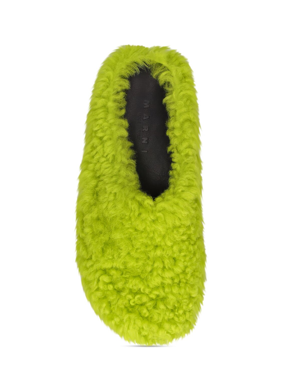 Shop Marni Fussbet Sabot Shearling Clogs In Lime Green