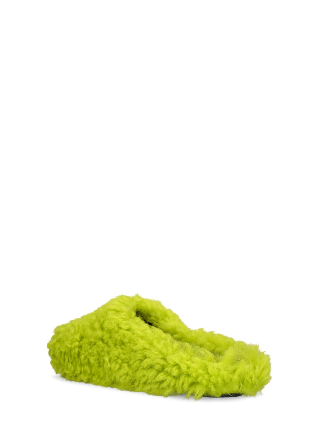 Shop Marni Fussbet Sabot Shearling Clogs In Lime Green