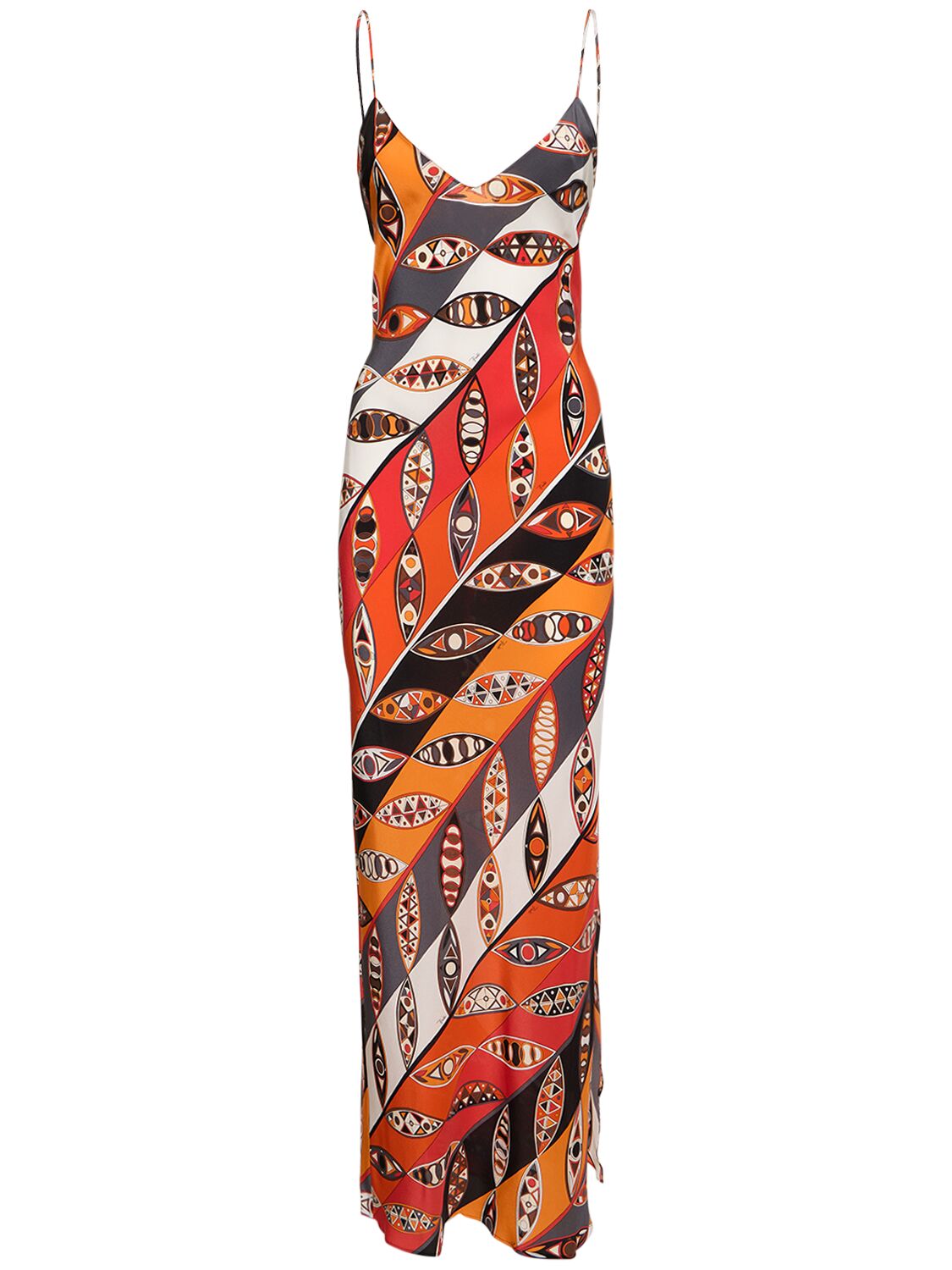 Image of Girandole Printed Silk Twill Long Dress