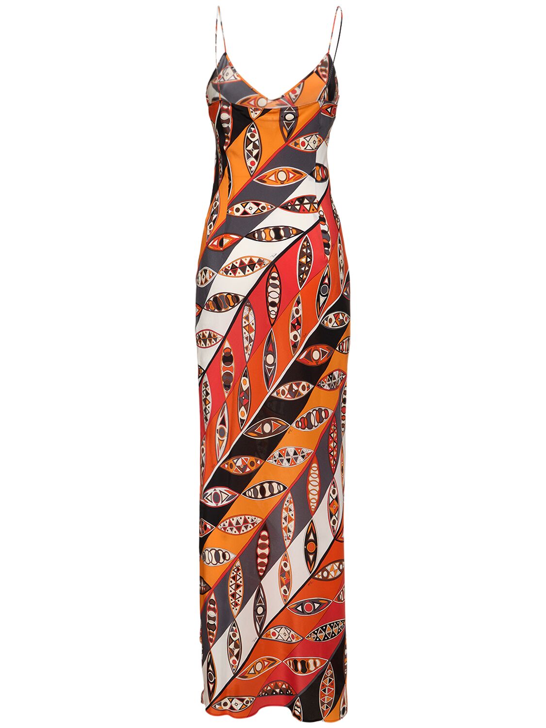 Shop Pucci Girandole Printed Silk Twill Long Dress In Multicolor