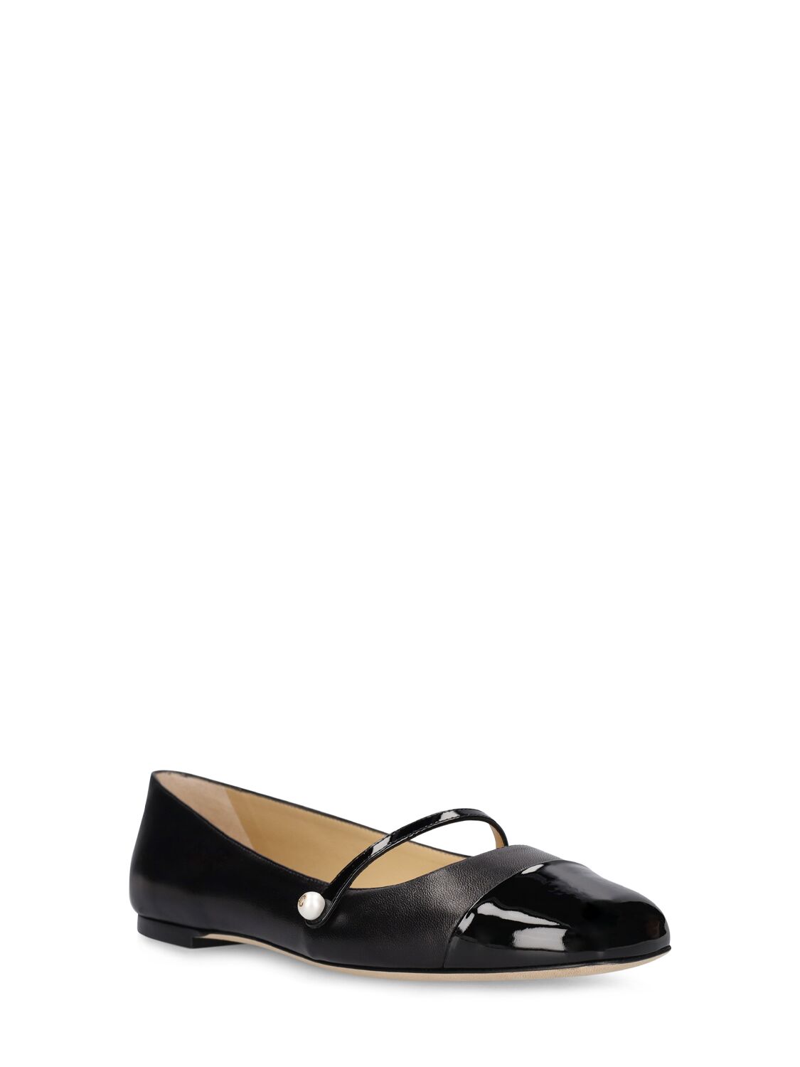 Shop Jimmy Choo 10mm Elisa Leather Flats In Black