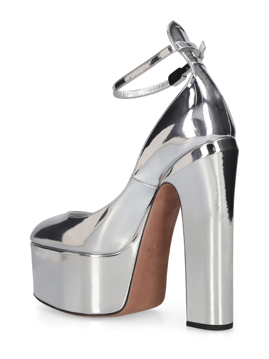 Shop Valentino 155mm Tango Patent Leather Pumps In Silver