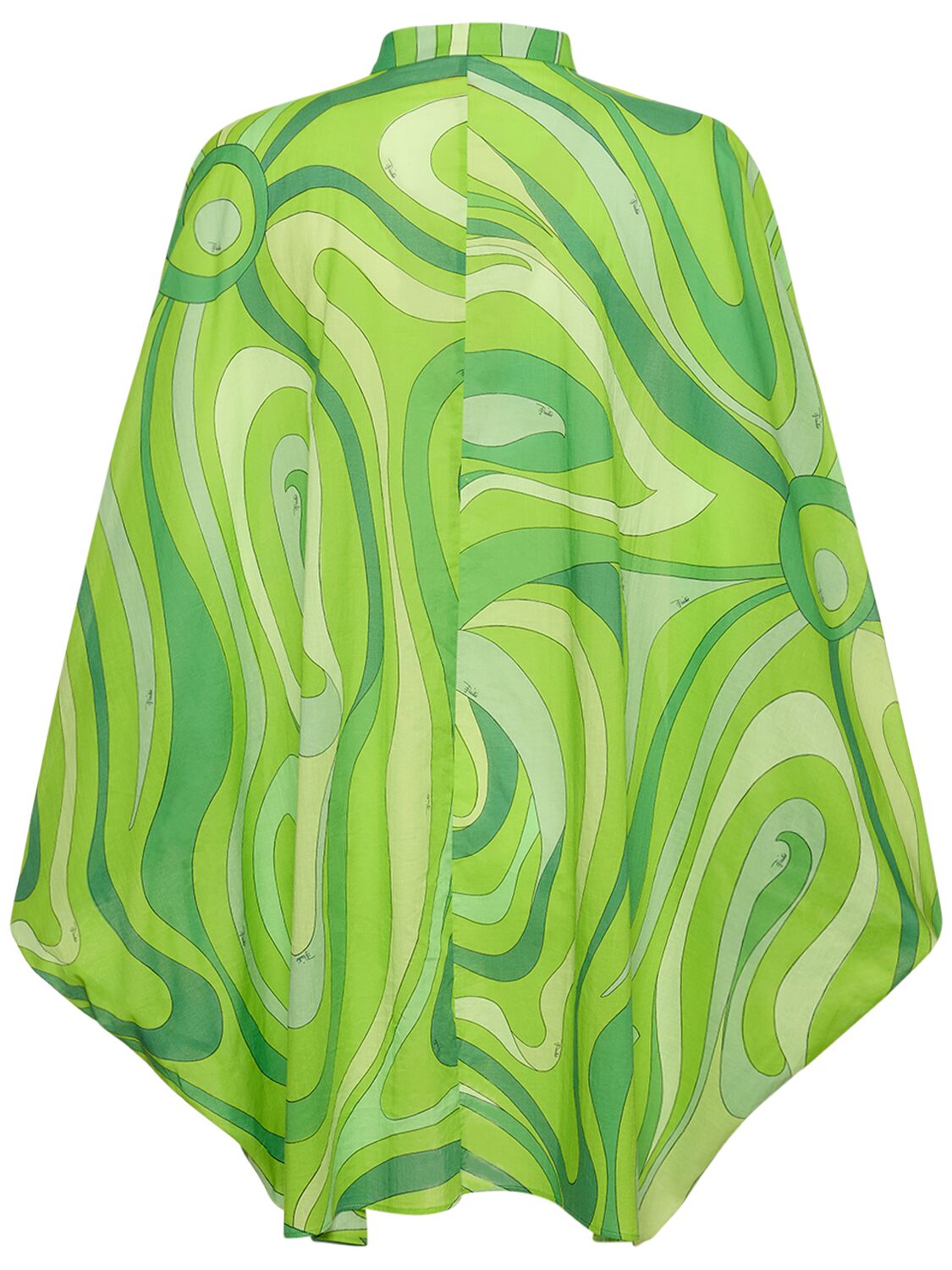 Shop Pucci Marmo Printed Voile Mini Kaftan Dress In Green