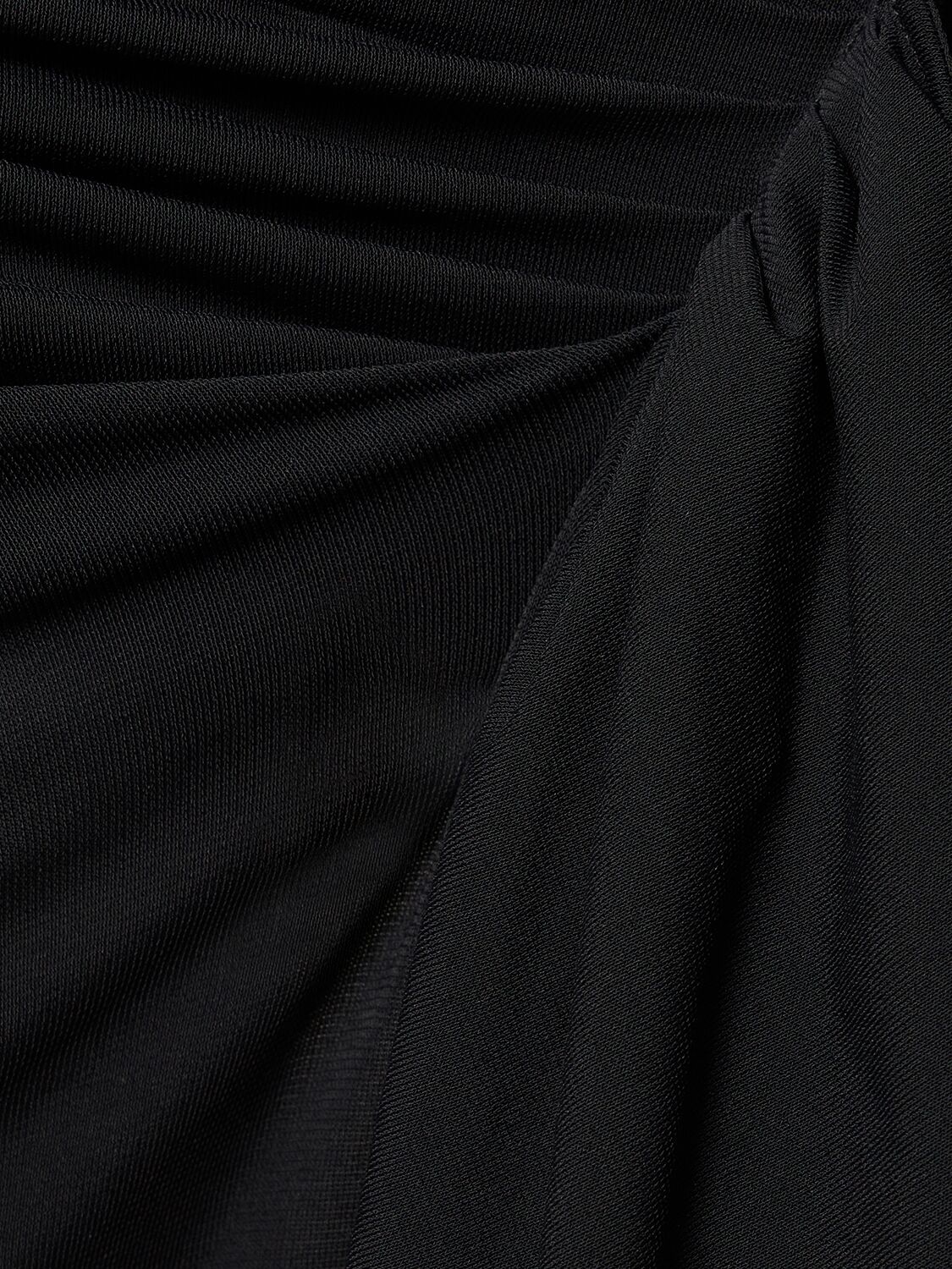 Shop Attico Mirna Draped Jersey Midi Dress In Black