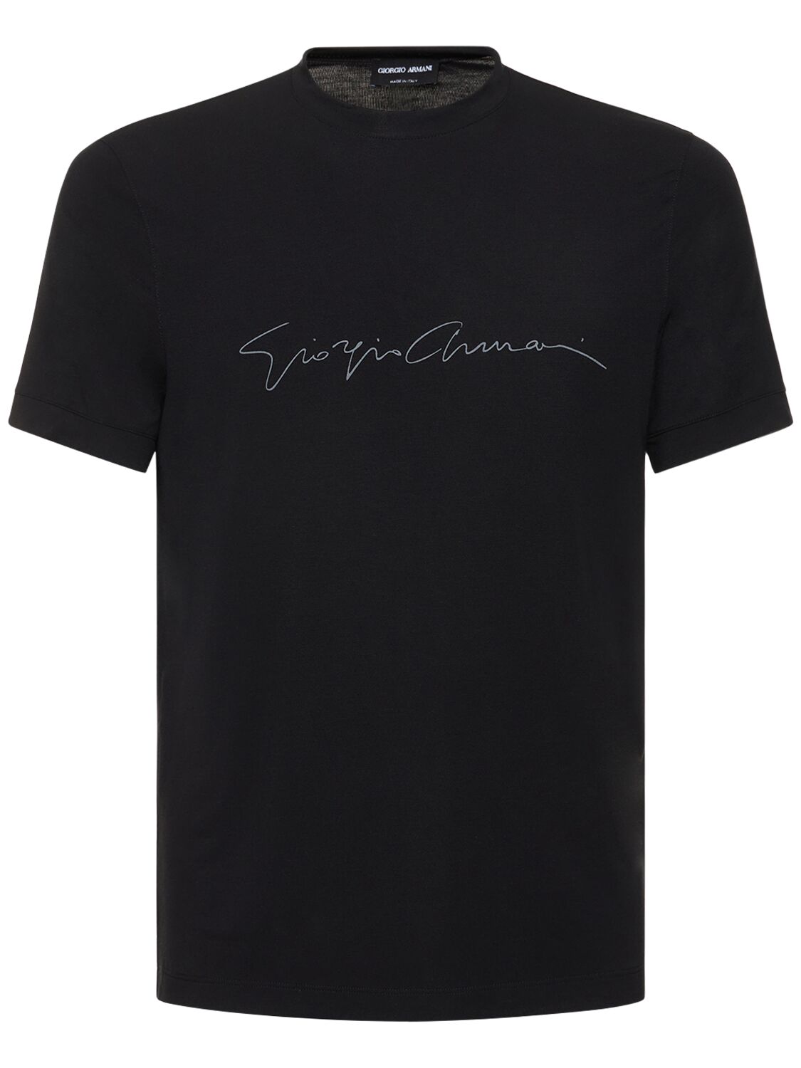 Giorgio Armani Embroidered Logo T-shirt In Black