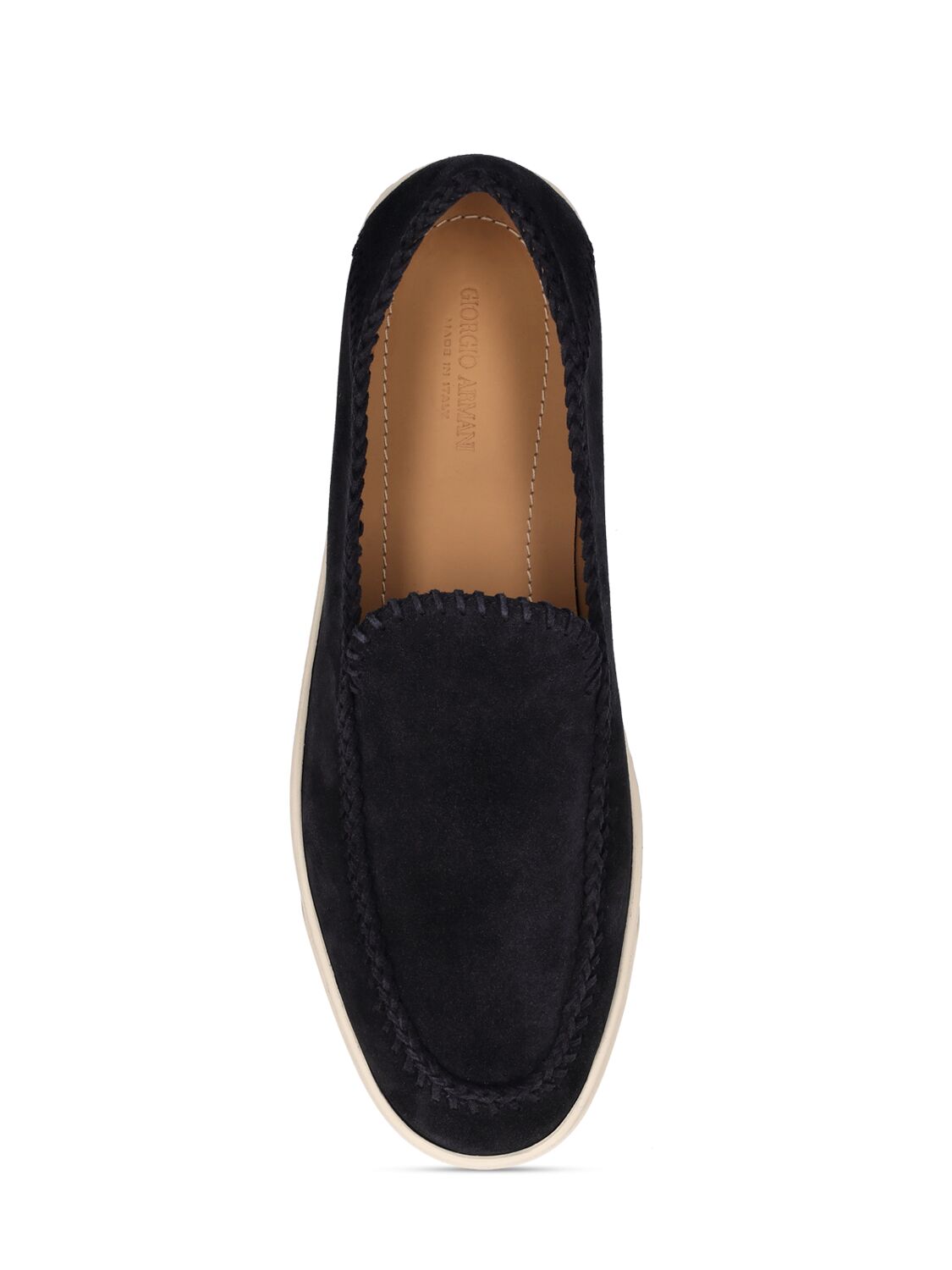 Shop Giorgio Armani Suede Slip-on Loafers In Blue
