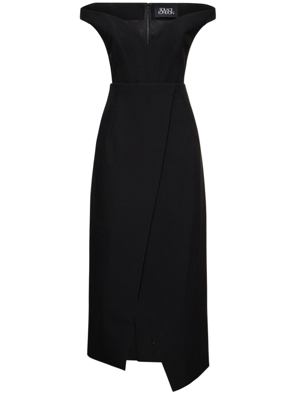 Solace London Karter Crepe Midi Dress In Black