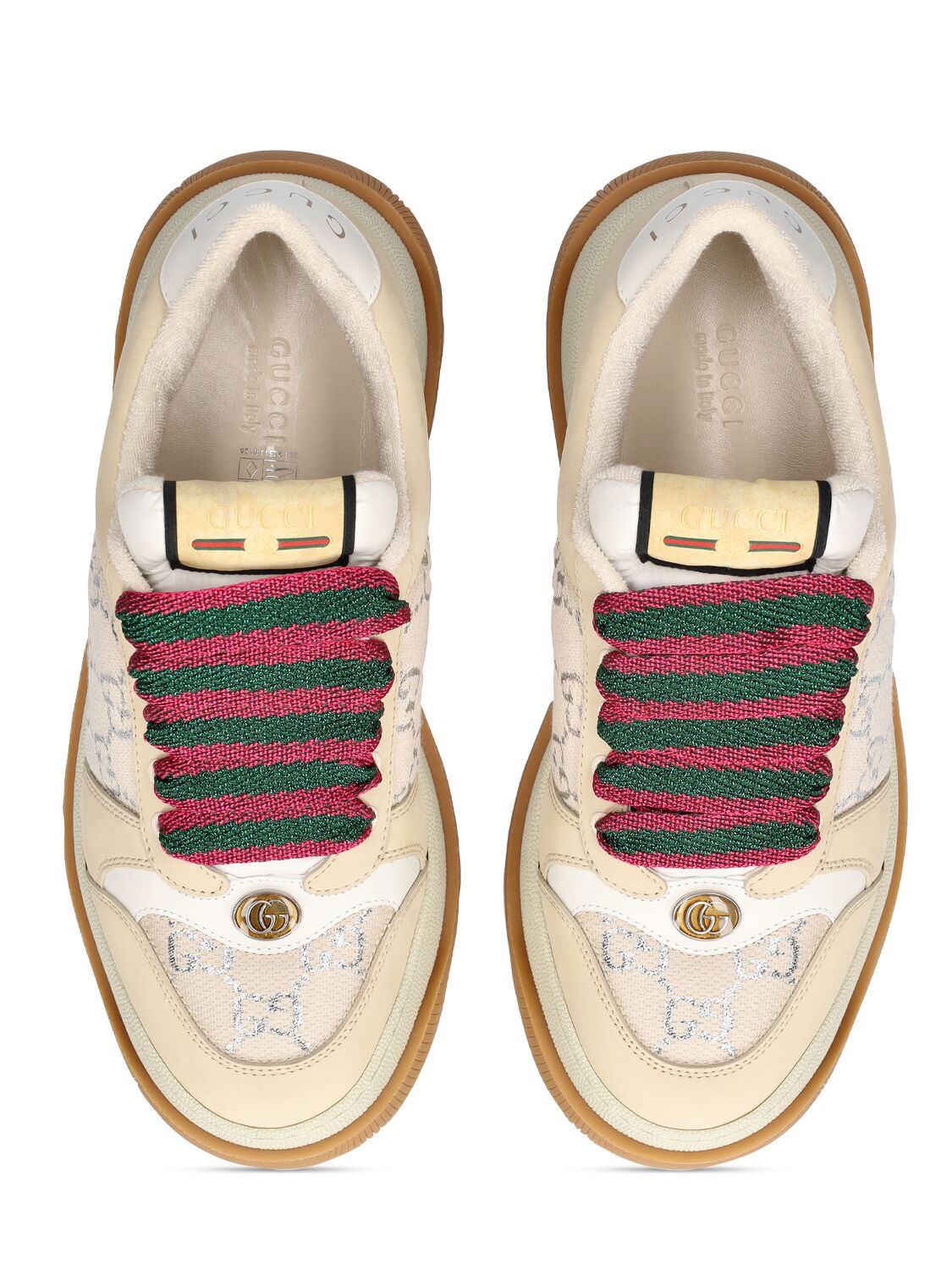 Shop Gucci 50mm Screener Canvas Sneakers In Beige,multi