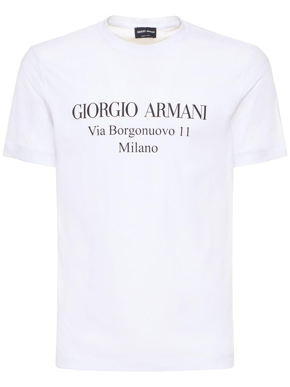 Giorgio Armani T-Shirt Short Sleeve Logo Print Made In Italy Cotton Black  Mens
