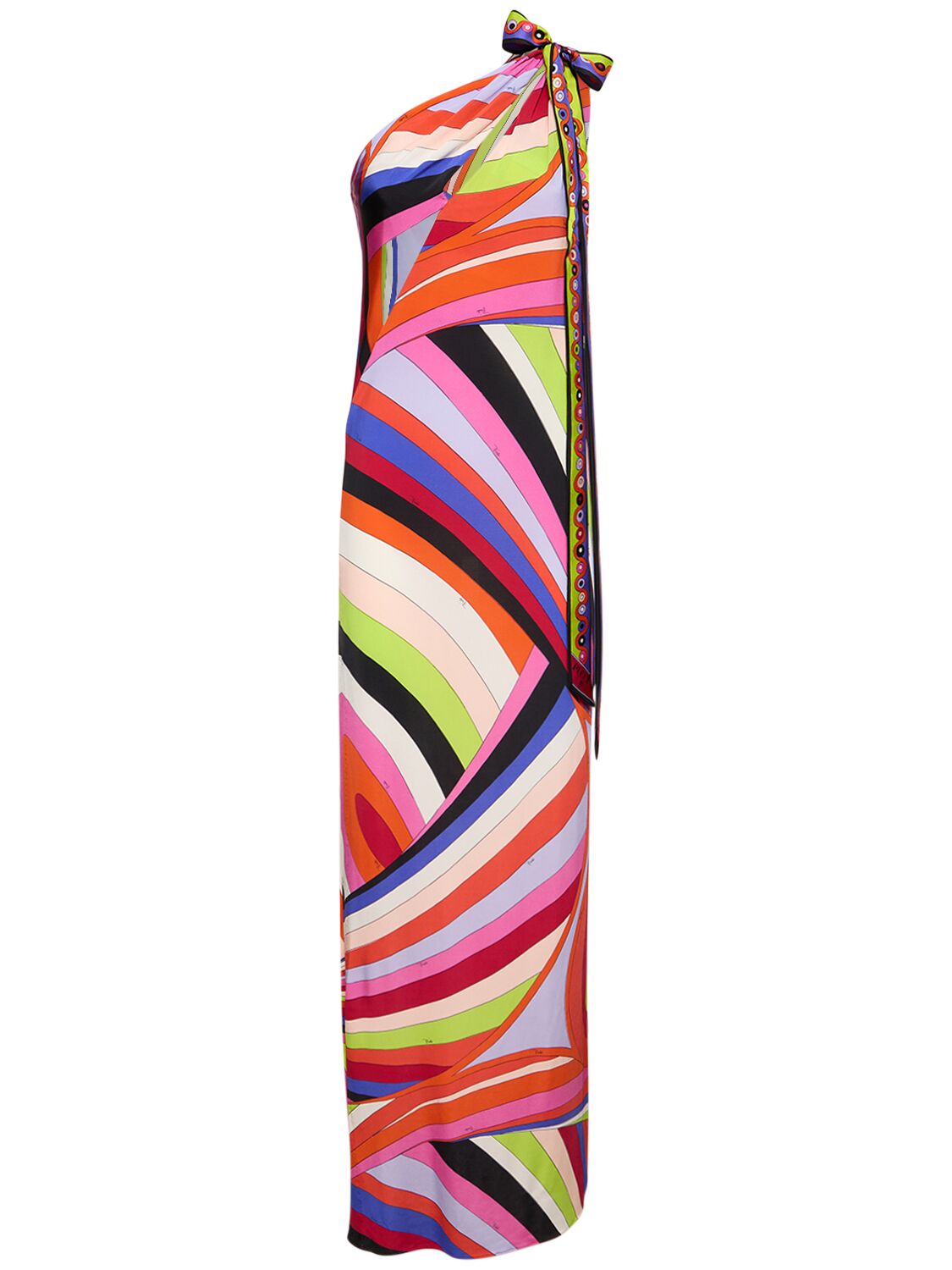 PUCCI IRIDE PRINTED ONE SHOULDER LONG DRESS 