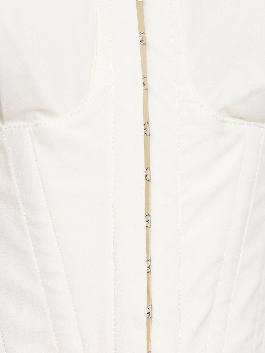 Shop Dion Lee Cotton Blend Poplin Corset Crop Shirt In Ivory