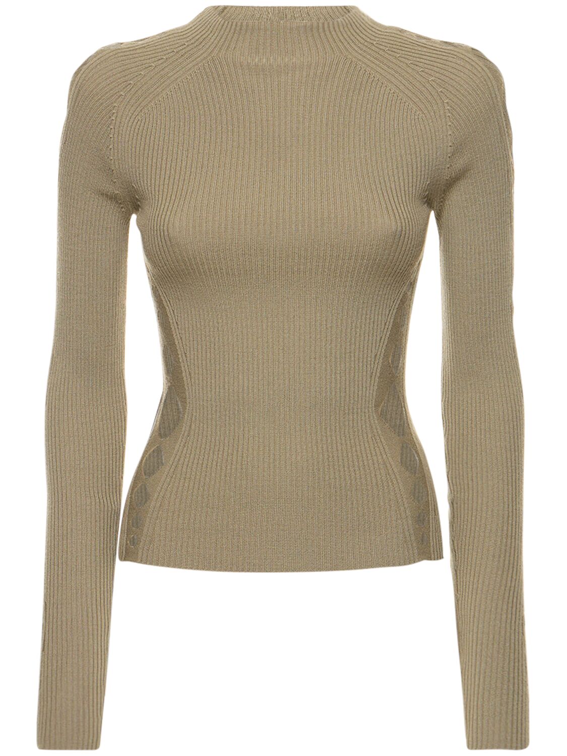 Rib Knit Wool Crewneck Sweater – WOMEN > CLOTHING > KNITWEAR