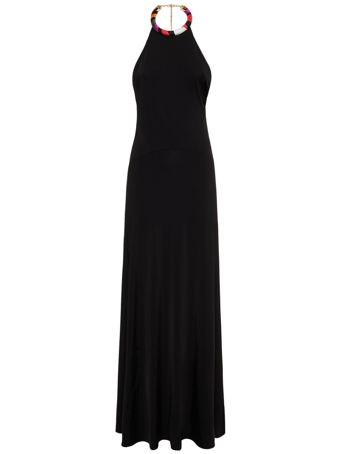 Pucci Long Jersey Halter Long Dress In Black