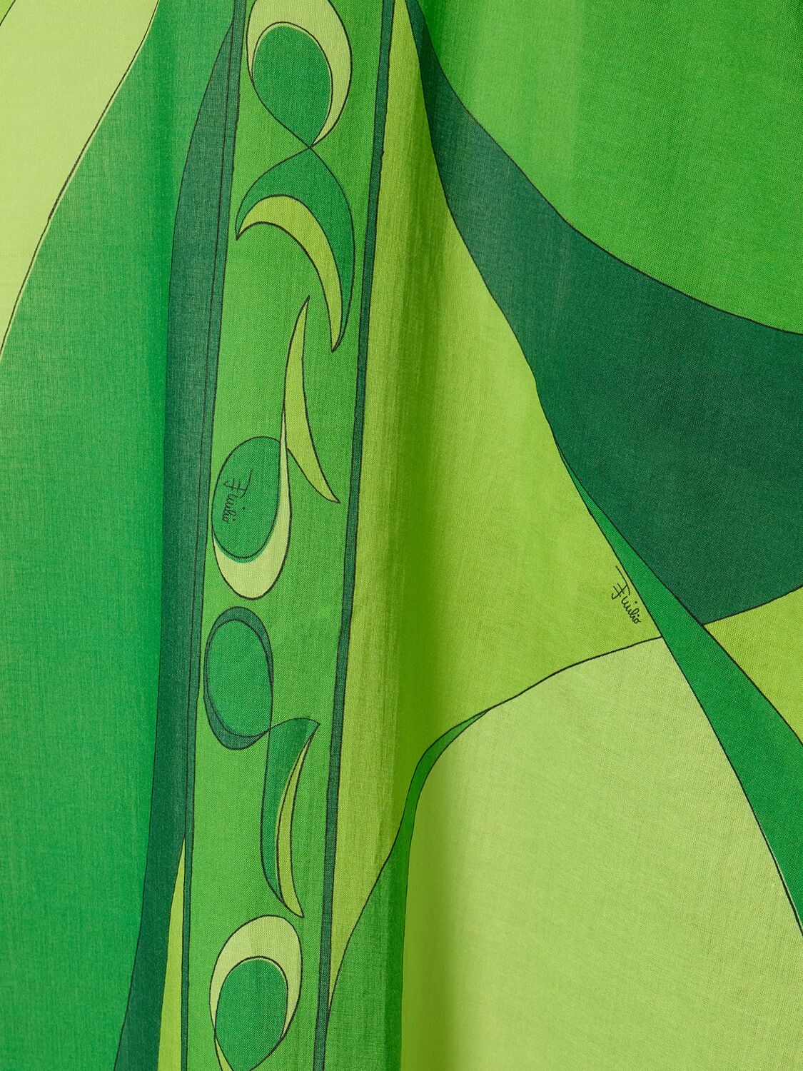 Shop Pucci Pesci Cotton Voile Long Kaftan Dress In Green