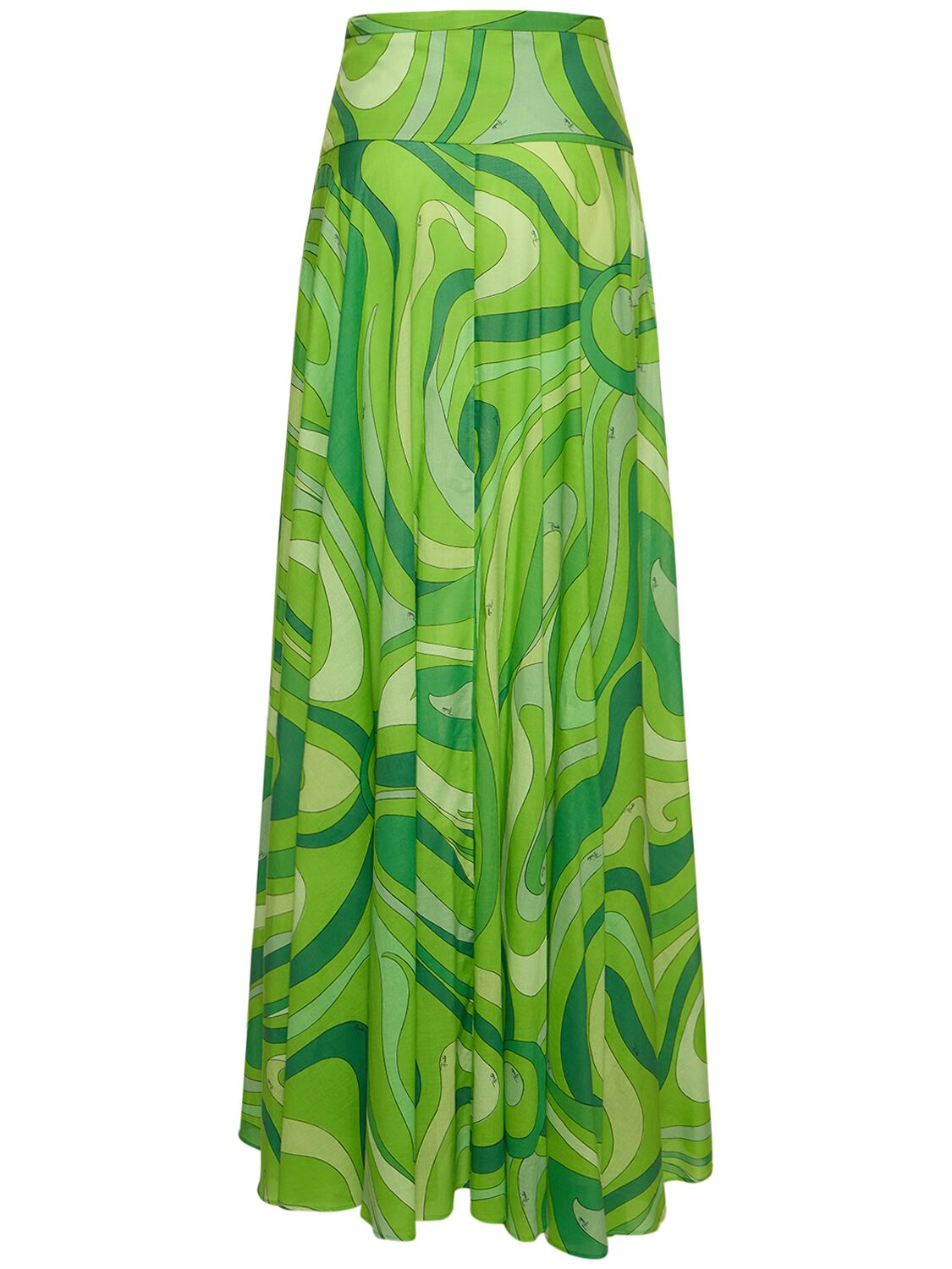 Shop Pucci Marmo Printed Cotton Muslin Maxi Skirt In Green