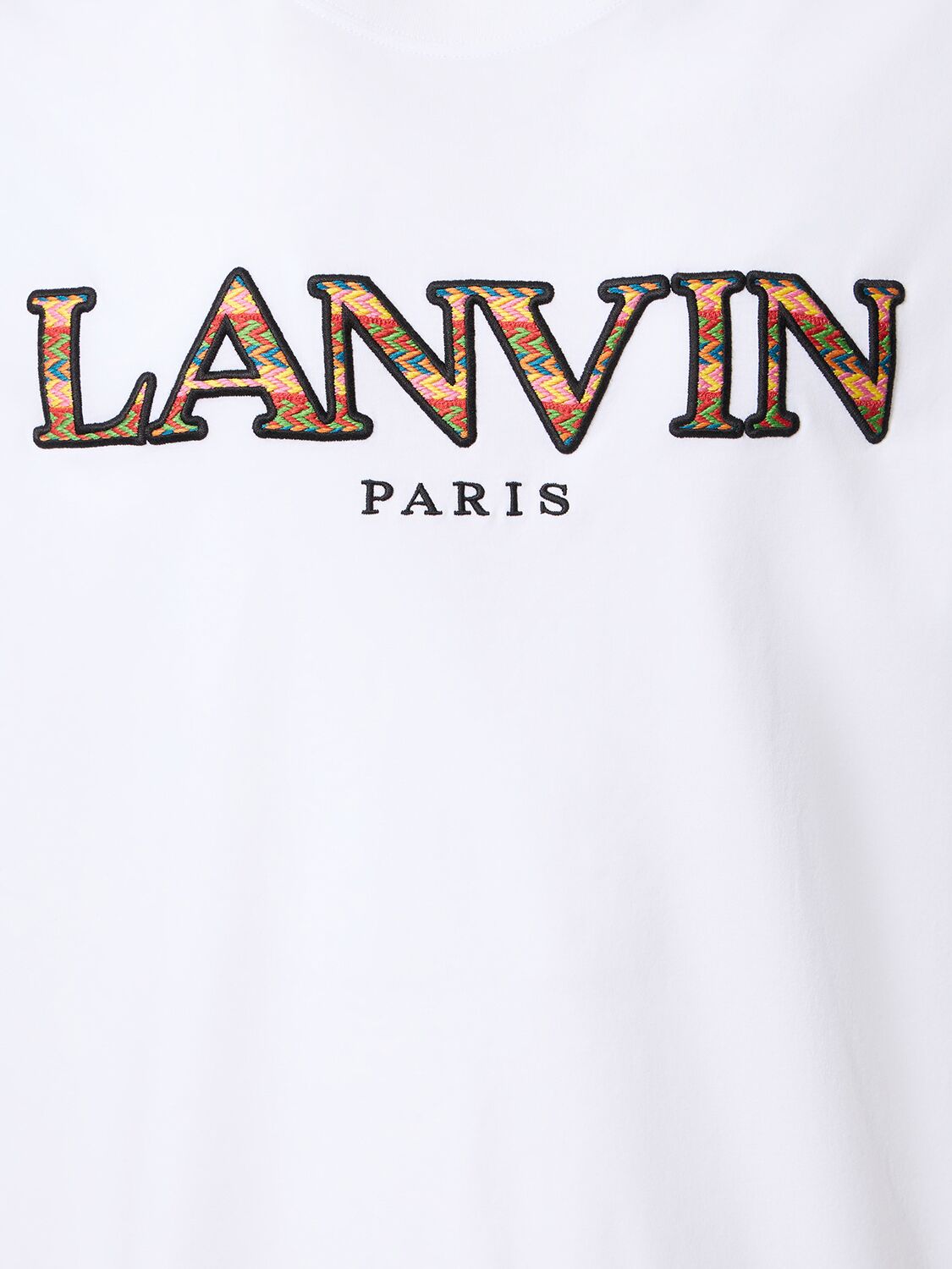 Shop Lanvin Curb Logo Embroidery Cotton T-shirt In White