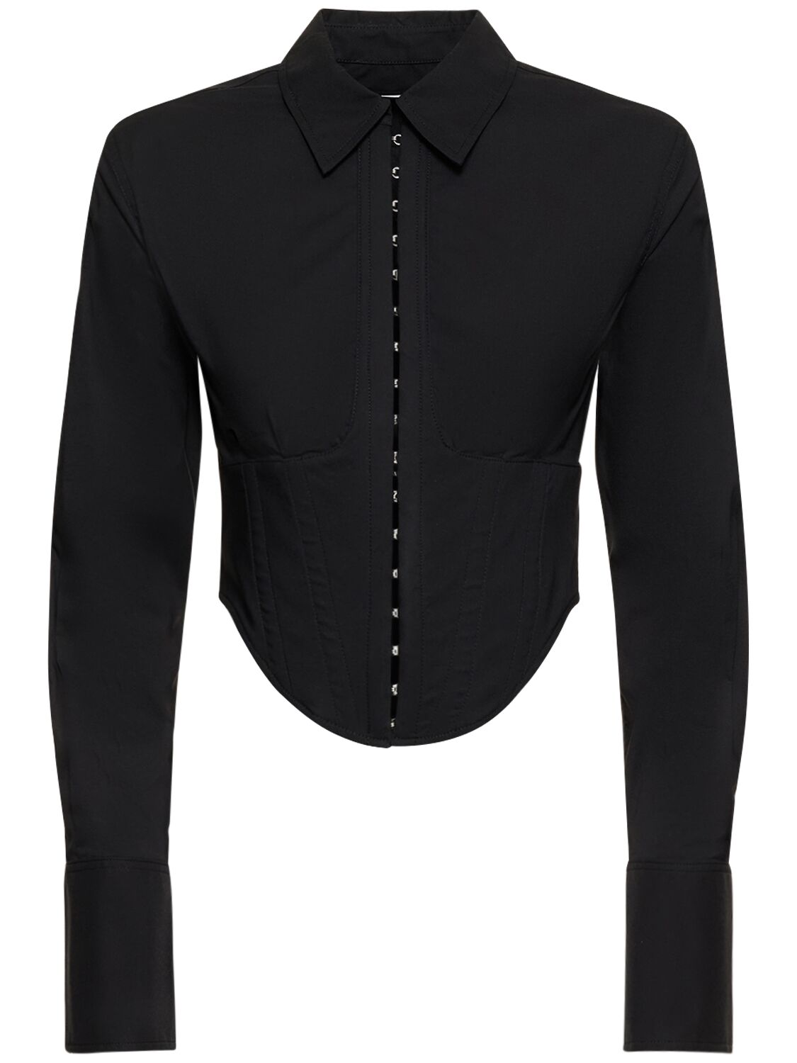 Dion Lee Cotton Blend Poplin Corset Crop Shirt In Black