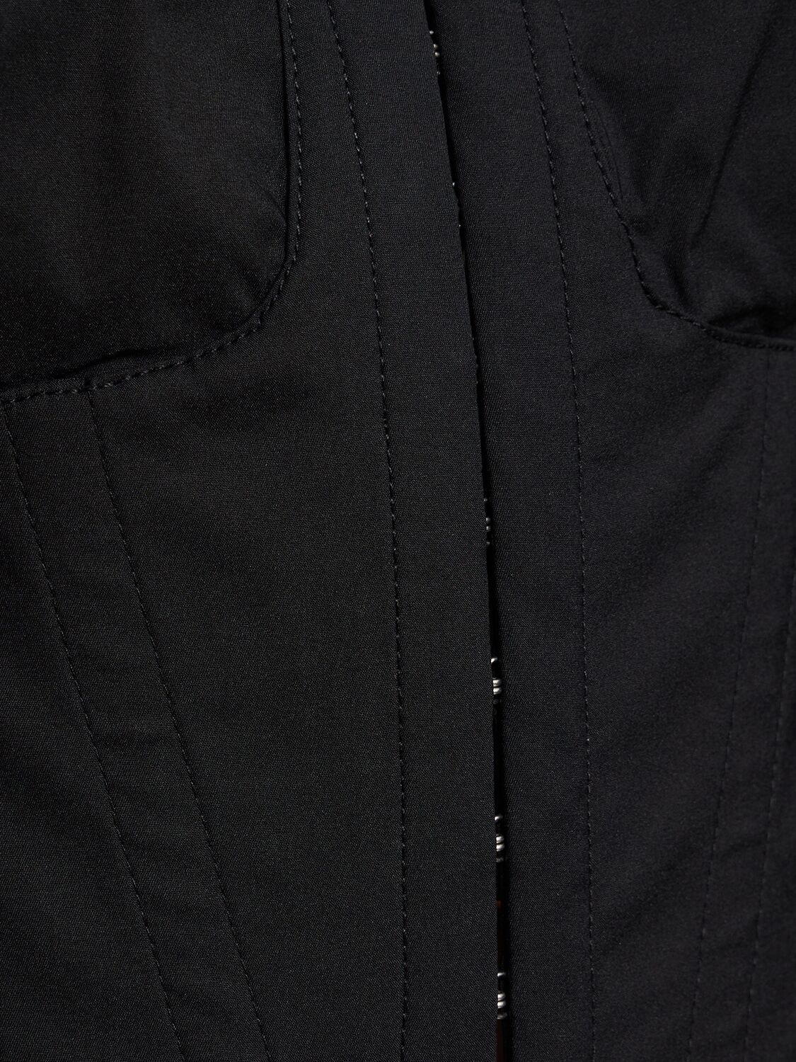 Shop Dion Lee Cotton Blend Poplin Corset Crop Shirt In Black