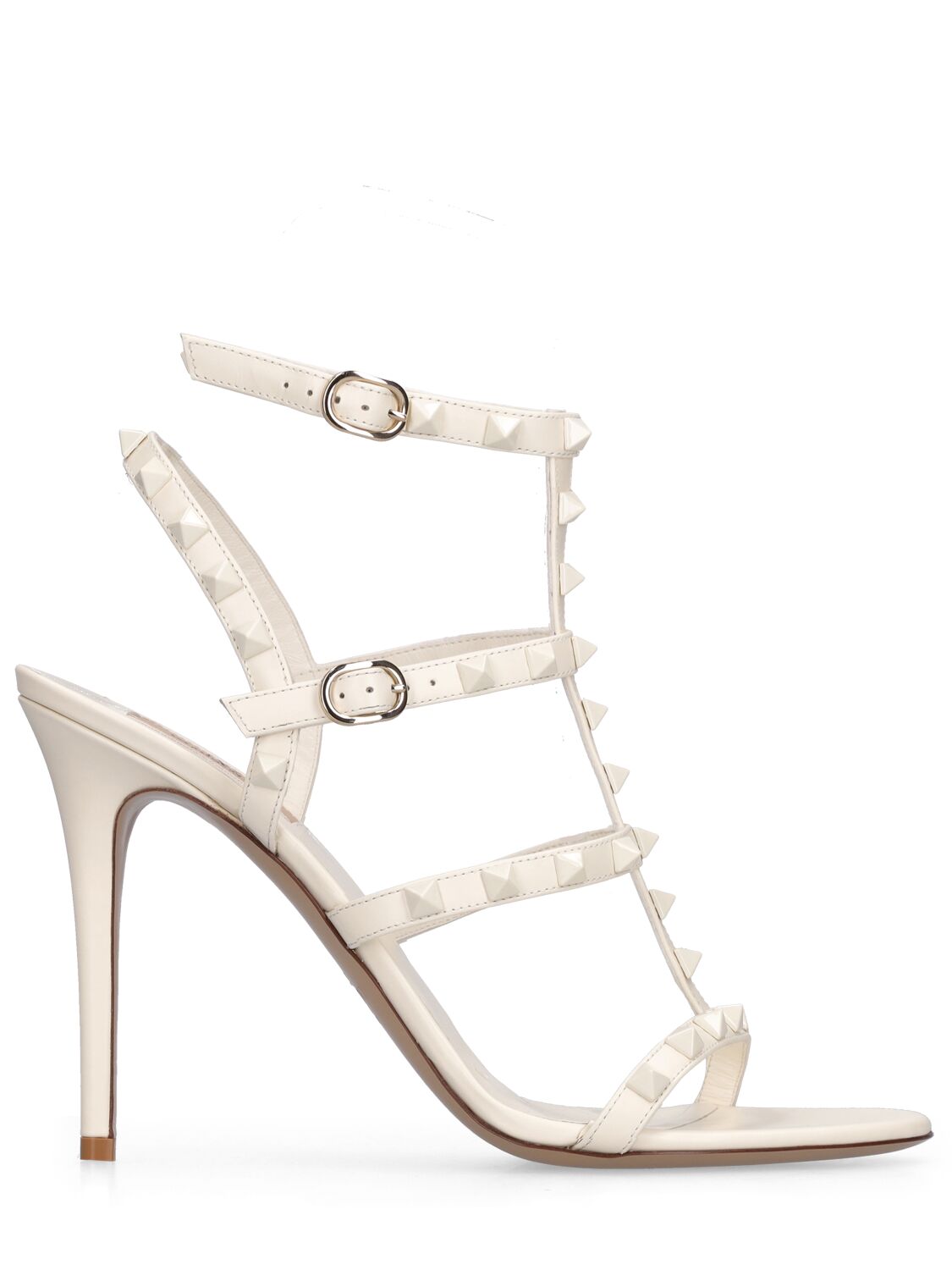 Valentino Garavani 105mm Rockstud Leather Sandals In Off White