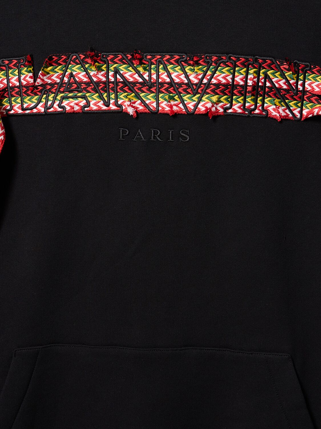 Shop Lanvin Curb Logo Embroidery Cotton Hoodie In Black