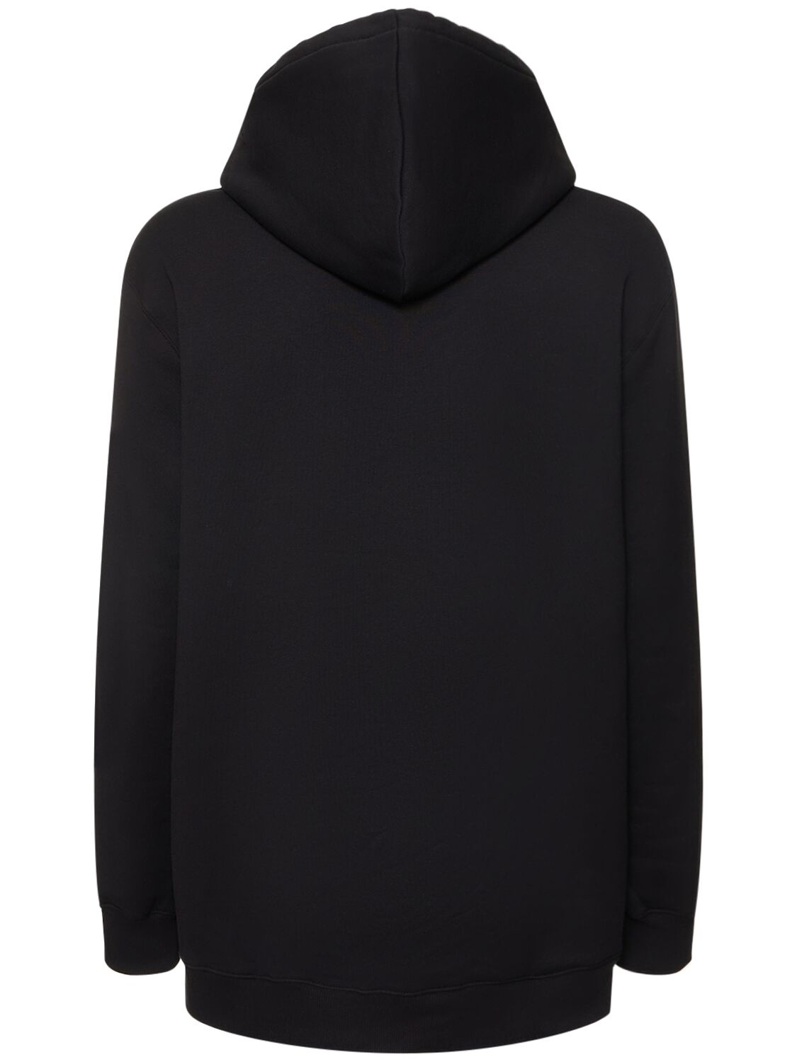 Shop Lanvin Curb Logo Embroidery Cotton Hoodie In Black