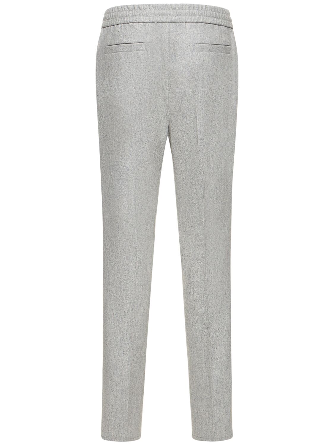Shop Brunello Cucinelli Wool Flannel Sweatpants In Pearl Grey