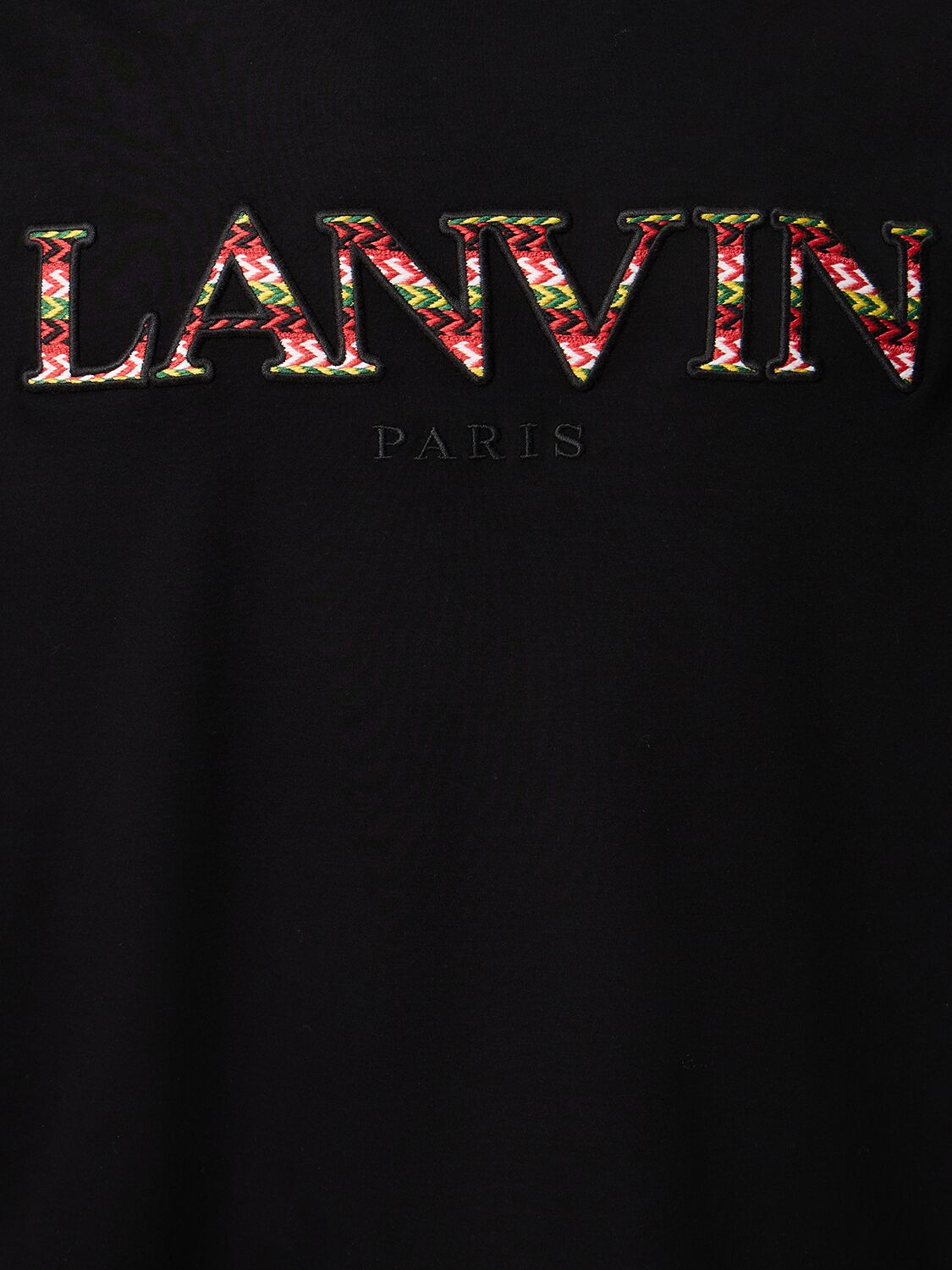 Shop Lanvin Curb Logo Embroidery Cotton T-shirt In Black
