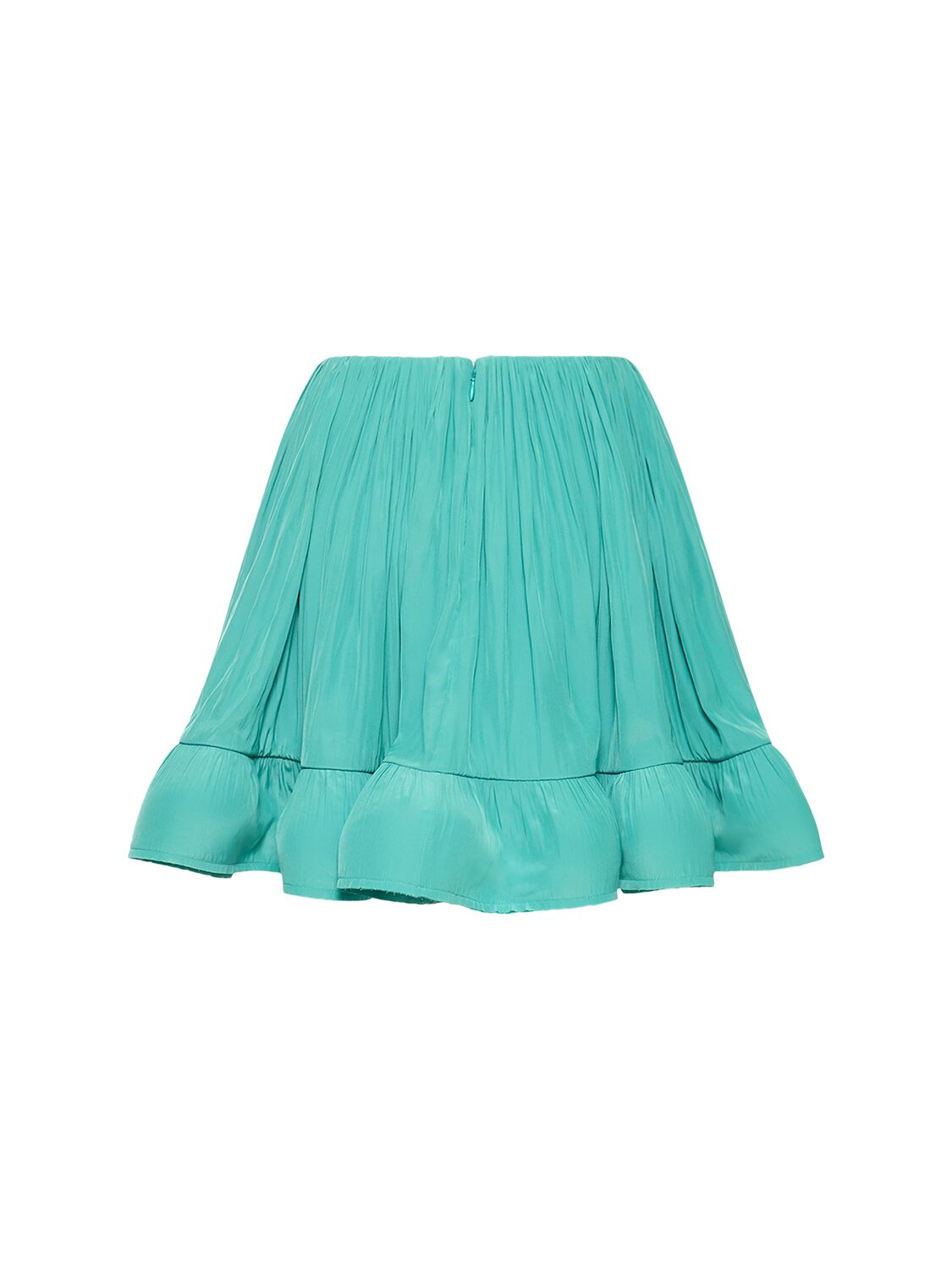 Shop Lanvin Ruffled Charmeuse Mini Skirt In Aqua