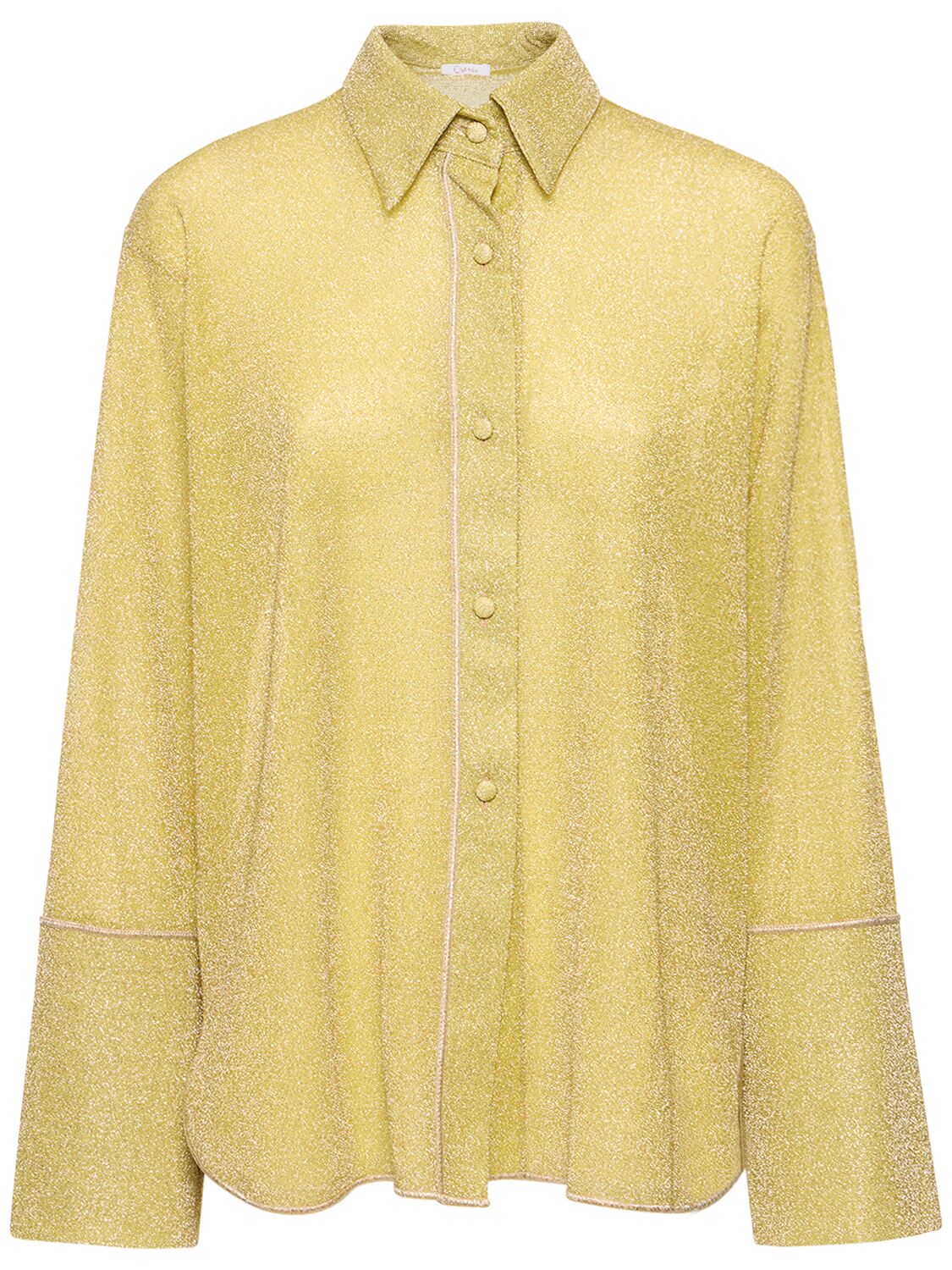 Oséree Swimwear Lumiere Lurex Long Sleeved Shirt In Yellow