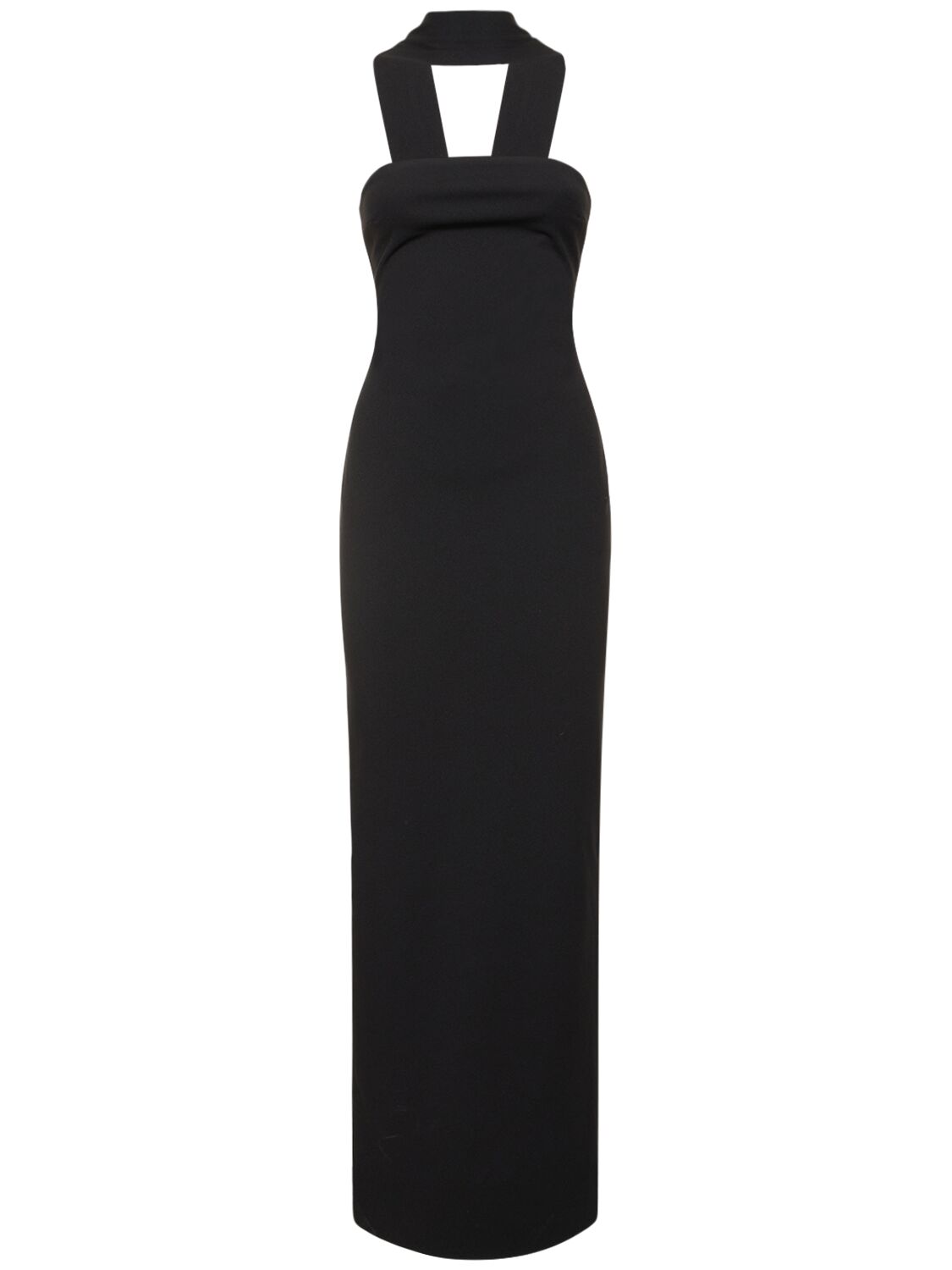 Solace London Amari Crepe Long Dress In Black