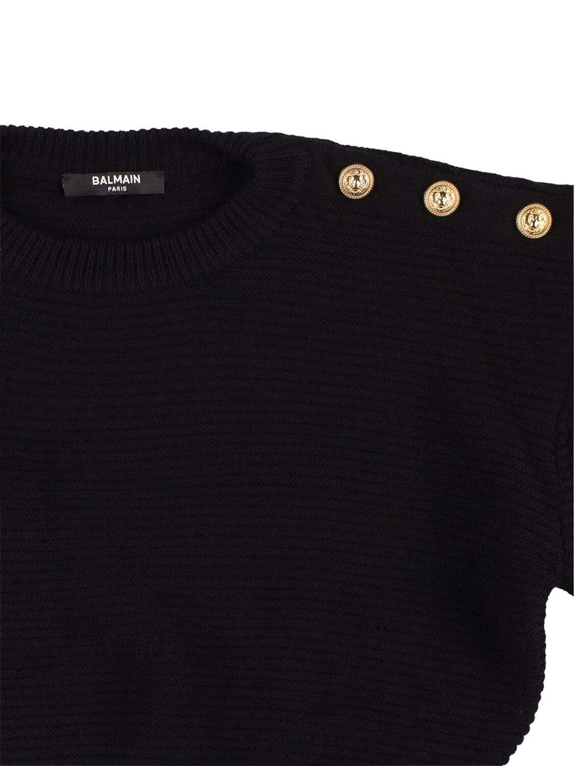 Shop Balmain Rib Knit Wool & Cashmere Sweater In Black