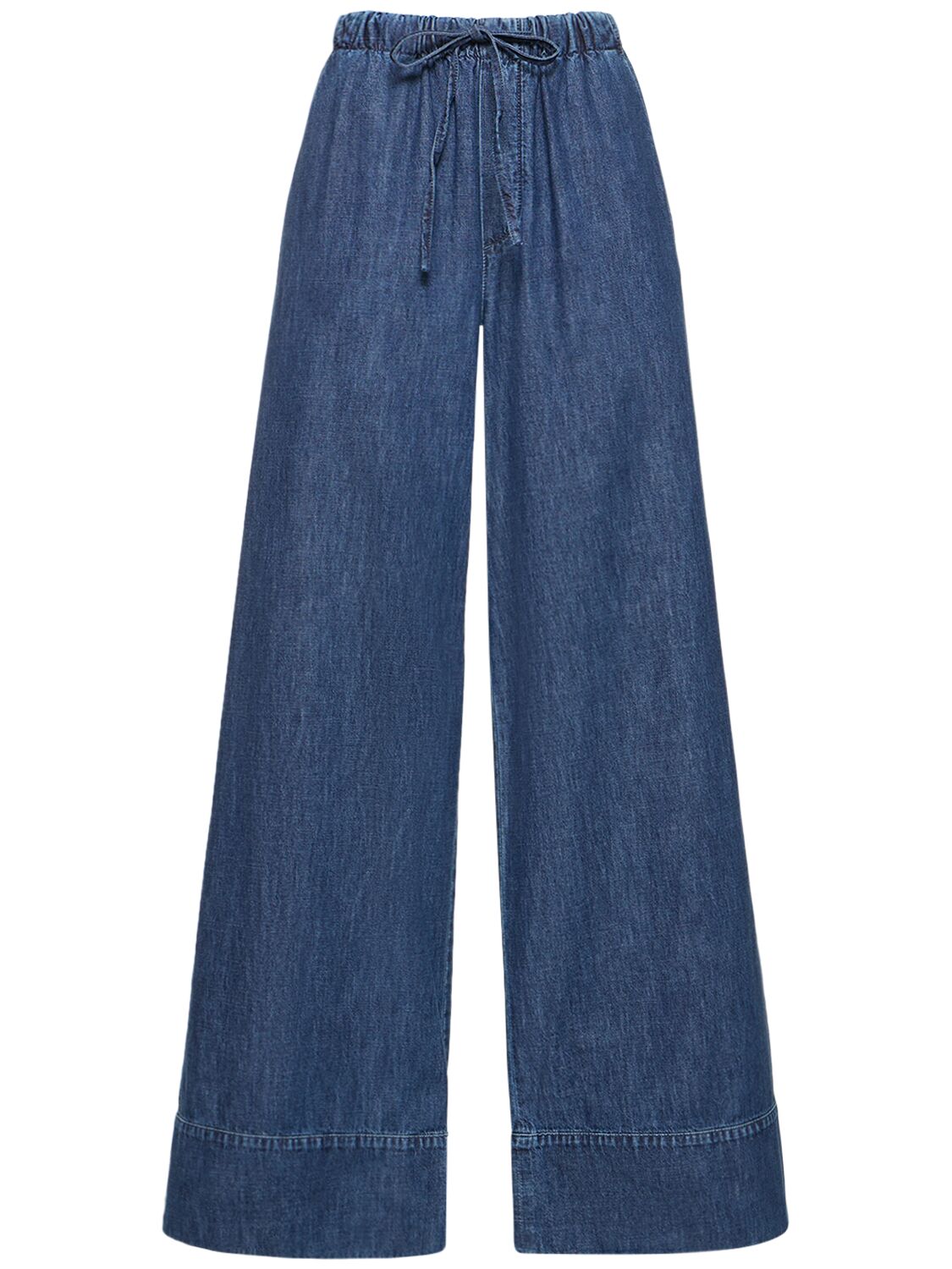 Chambray Denim High Waist Wide Jeans