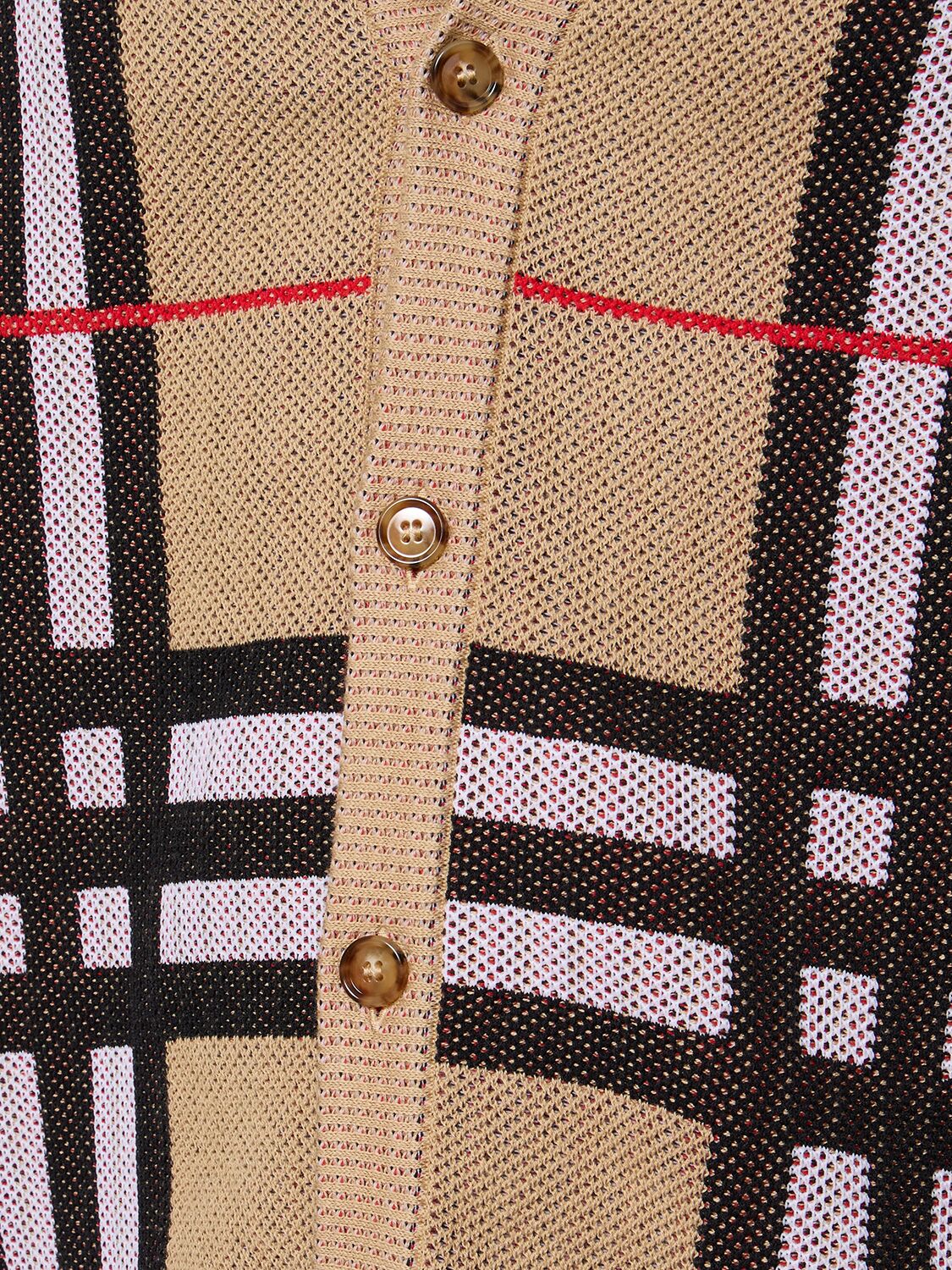 Shop Burberry Harriford Check Print Cardigan In Archive Beige