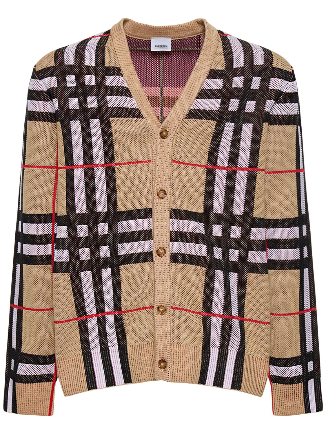 Shop Burberry Harriford Check Print Cardigan In Archive Beige