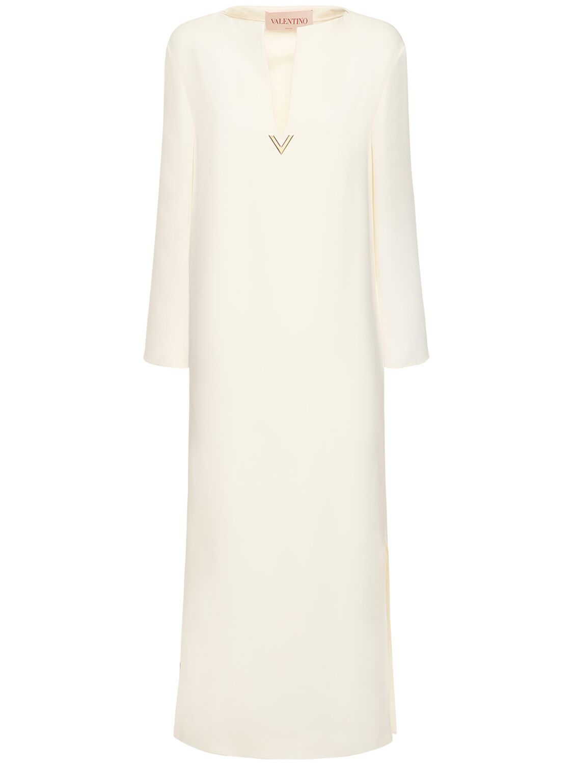 Shop Valentino Cady Couture V-neck Long Dress In White