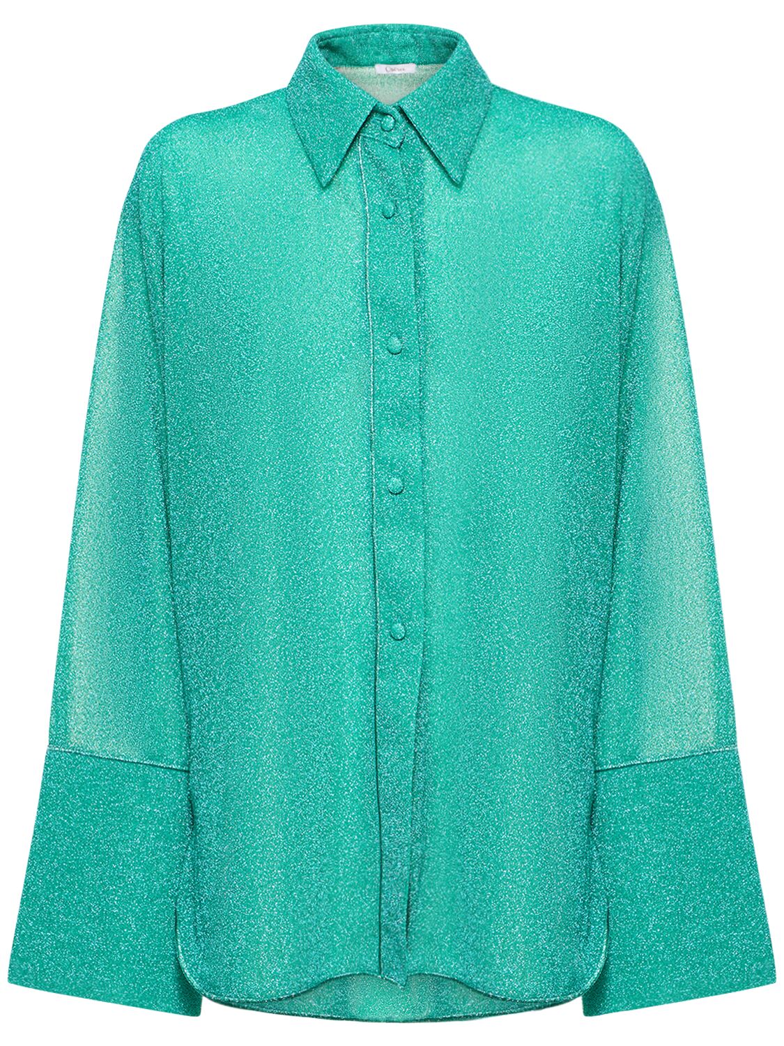 Oséree Swimwear Lumiere Lurex Long Sleeved Shirt In Blue